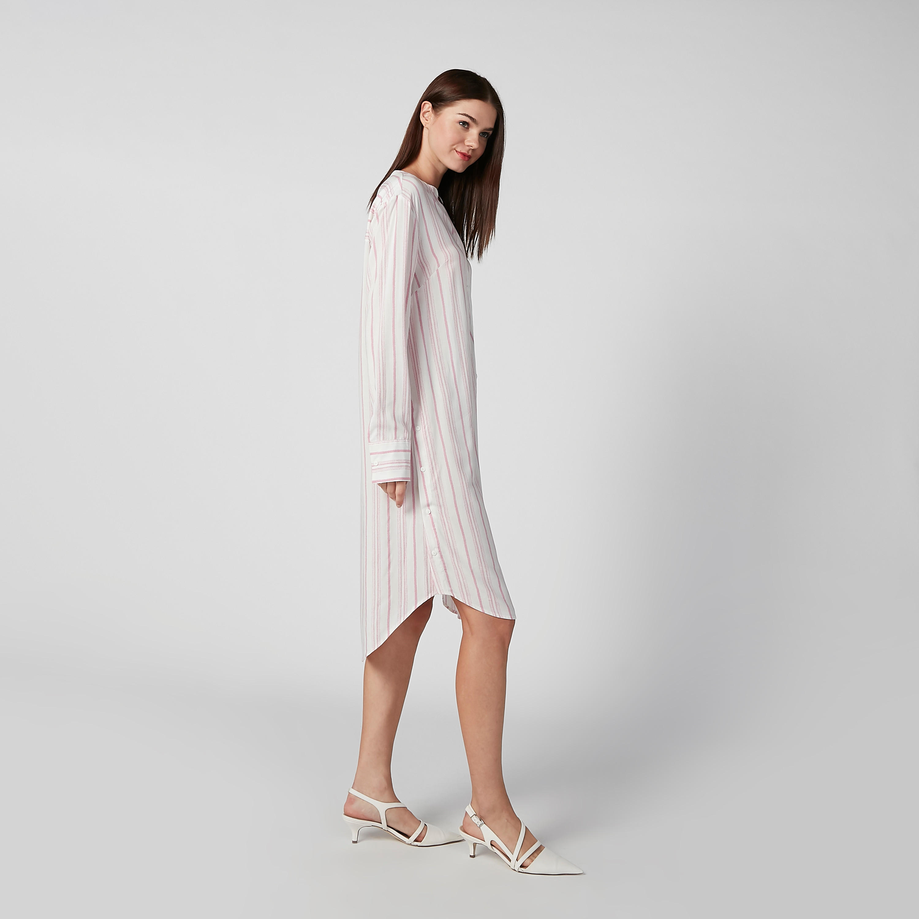 فستان قميص مقلّم متوسط الطول بأكمام طويلة وأزرار-women-clothing-dresses-image-5