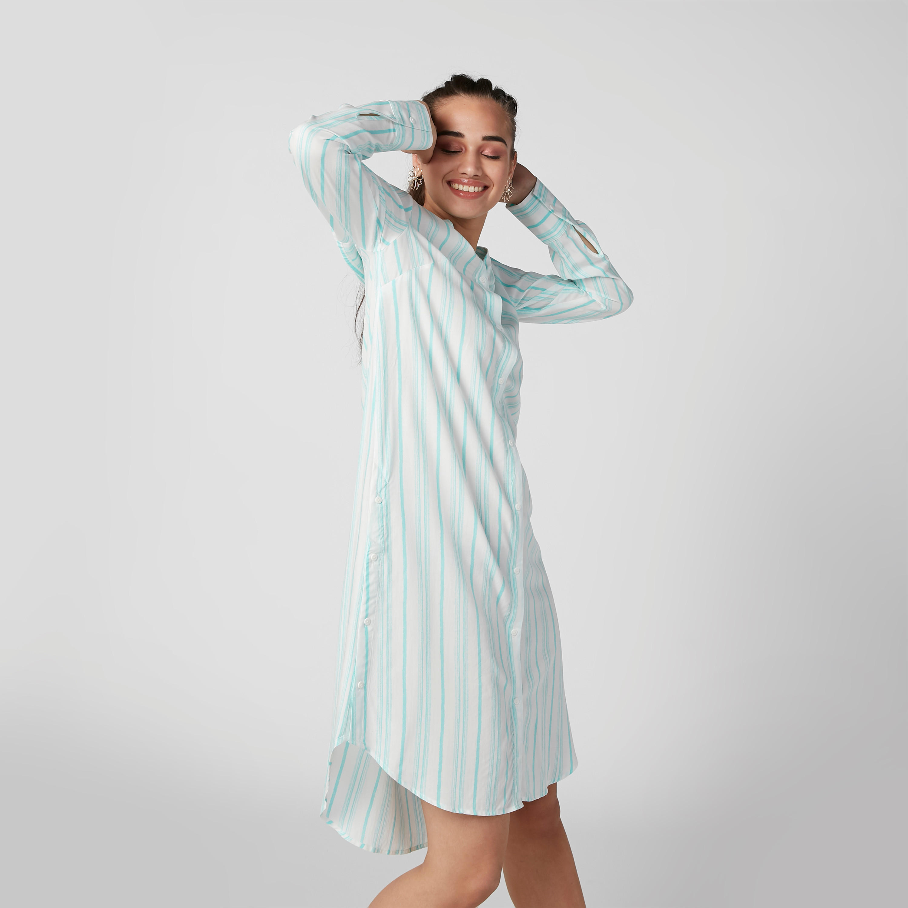 فستان قميص مقلّم بأكمام طويلة-women-clothing-dresses-image-3