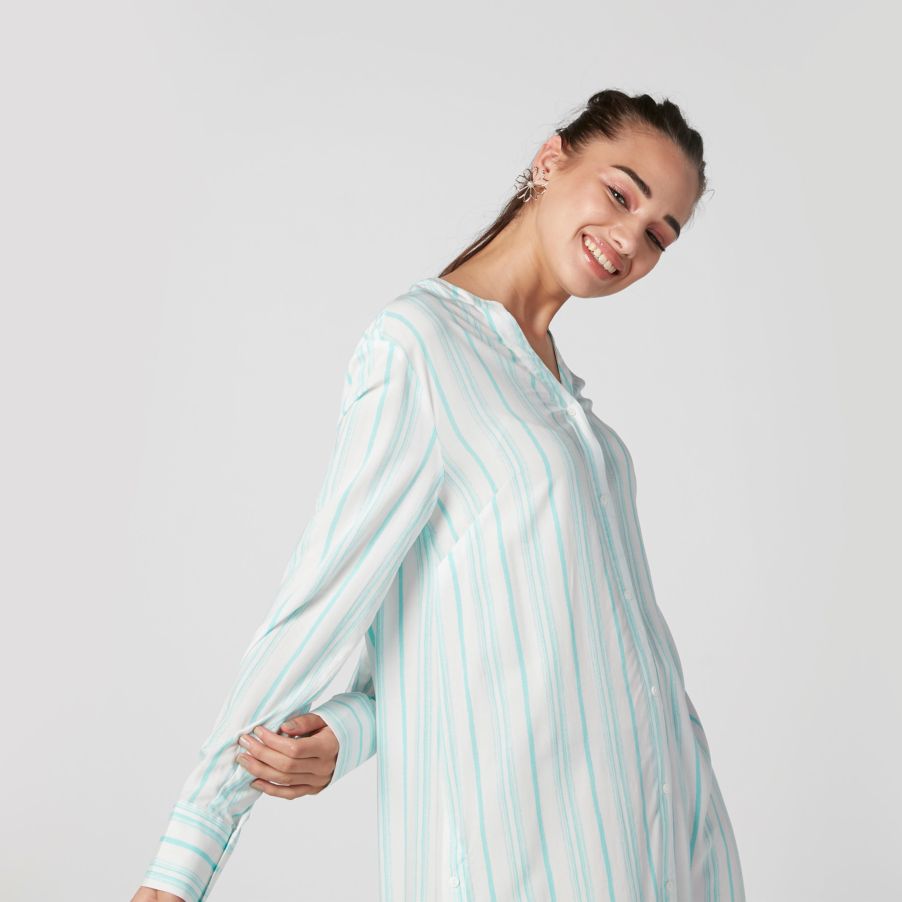 فستان قميص مقلّم بأكمام طويلة-women-clothing-dresses-image-4