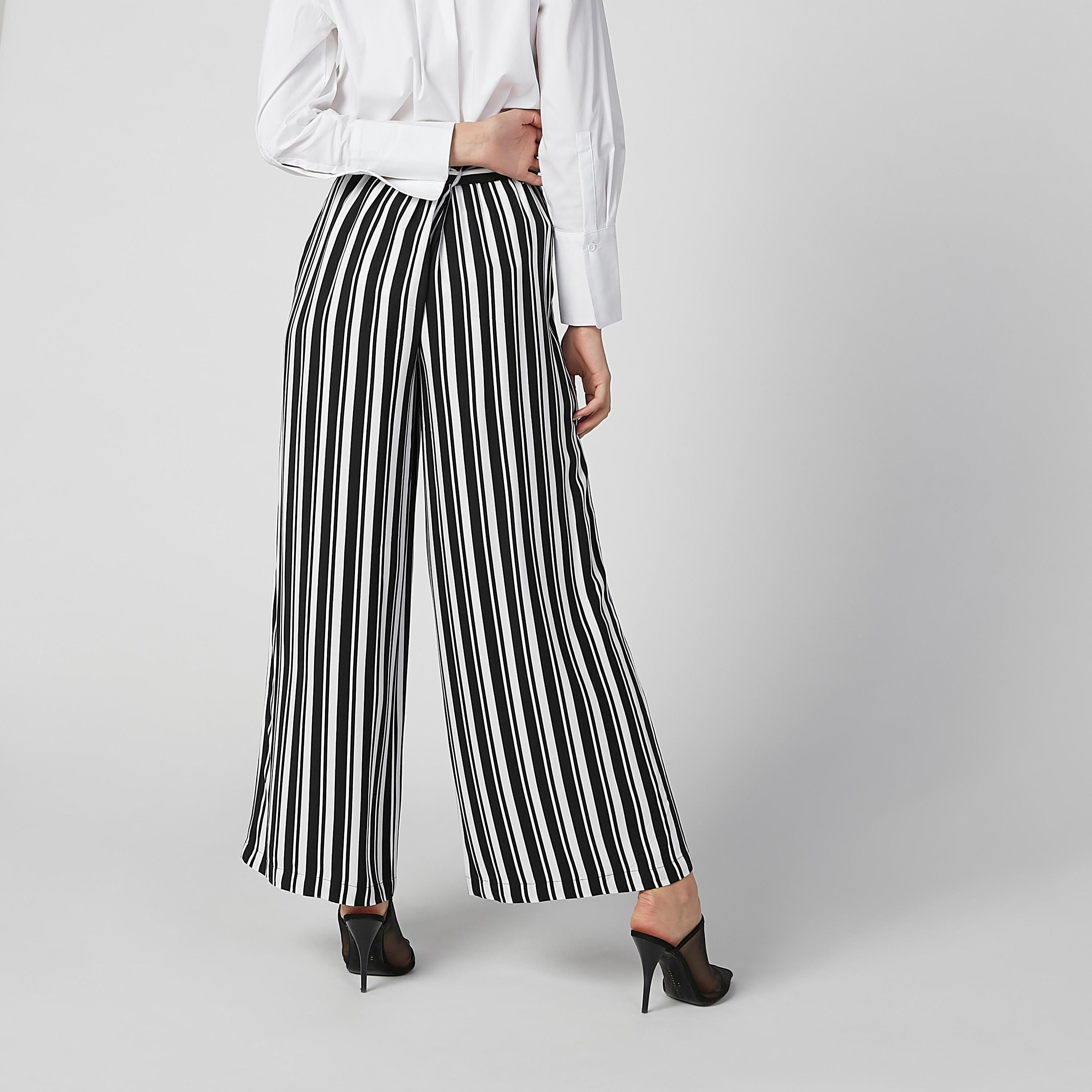 بنطال بالازو طويل مقلّم بأربطة وجيوب-women-clothing-bottoms-trousers-image-5