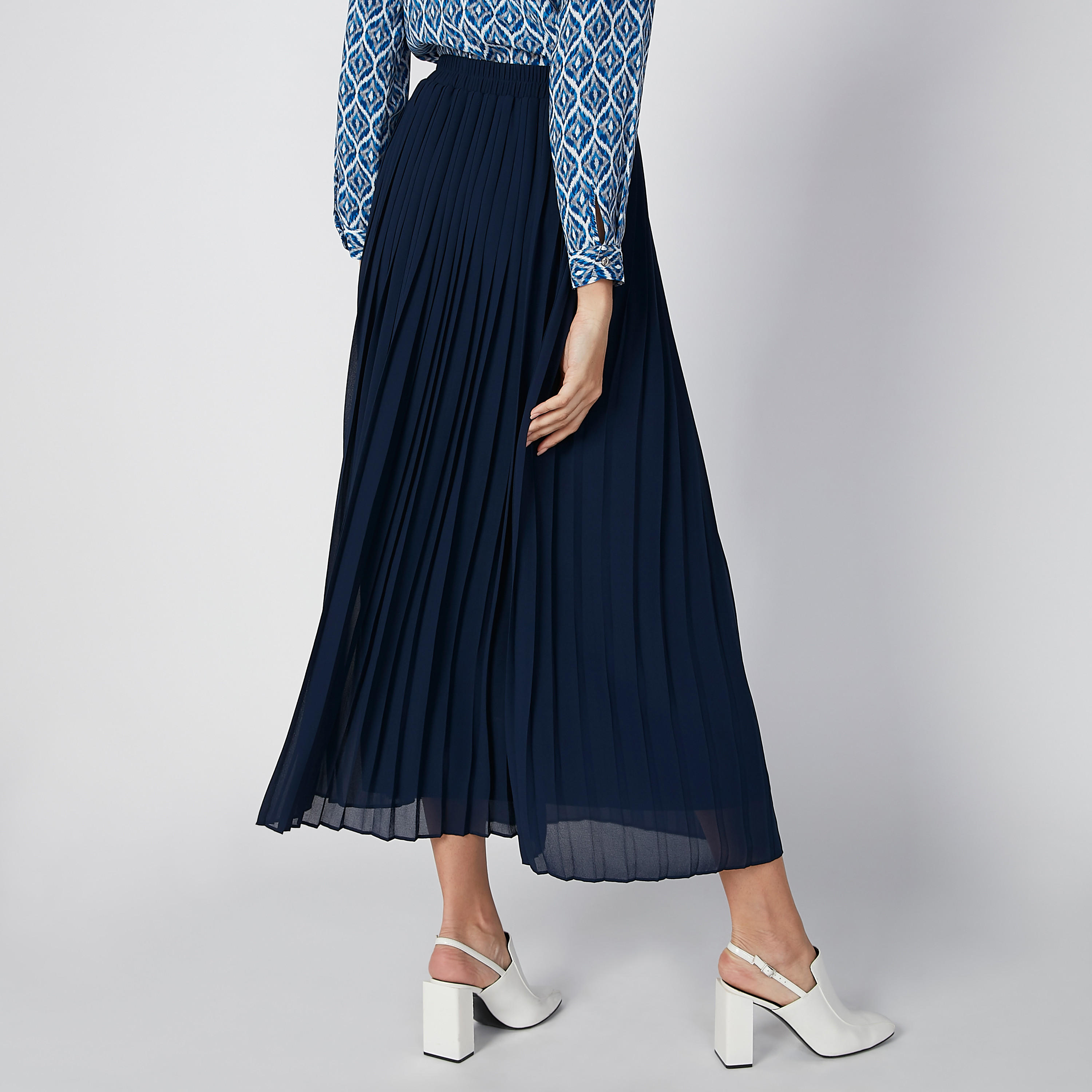 تنورة إيه لاين بخصر مطاطي وثنيات-women-clothing-bottoms-skirts-image-2