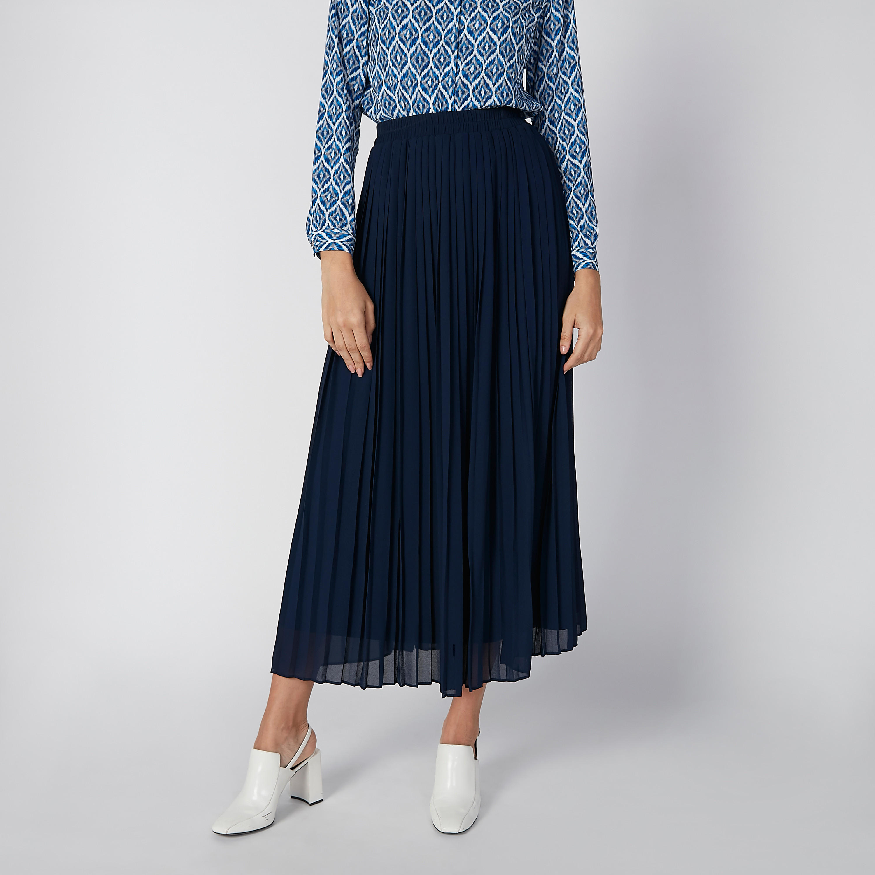 تنورة إيه لاين بخصر مطاطي وثنيات-women-clothing-bottoms-skirts-image-3
