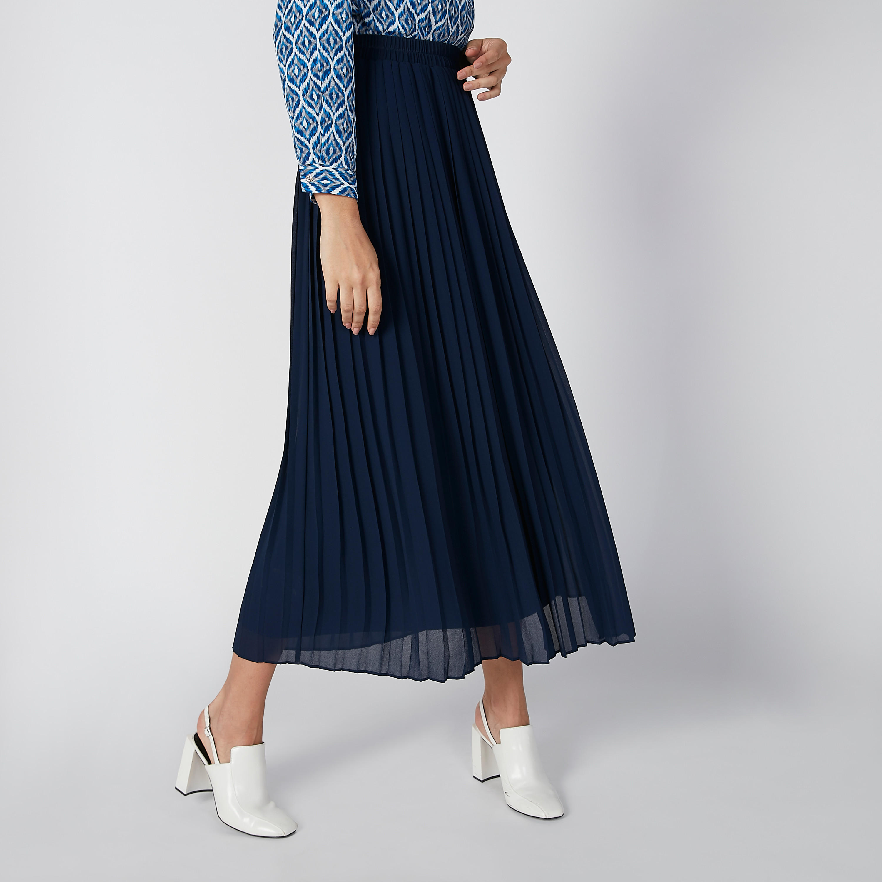 تنورة إيه لاين بخصر مطاطي وثنيات-women-clothing-bottoms-skirts-image-4
