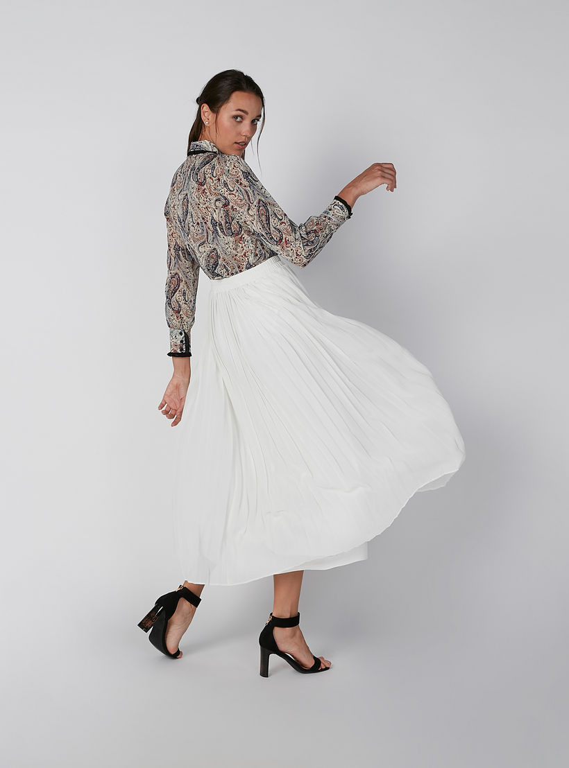 Plain Pleated A-Line Skirt with Elasticised Waistband-women-clothing-bottoms-skirts-image-1