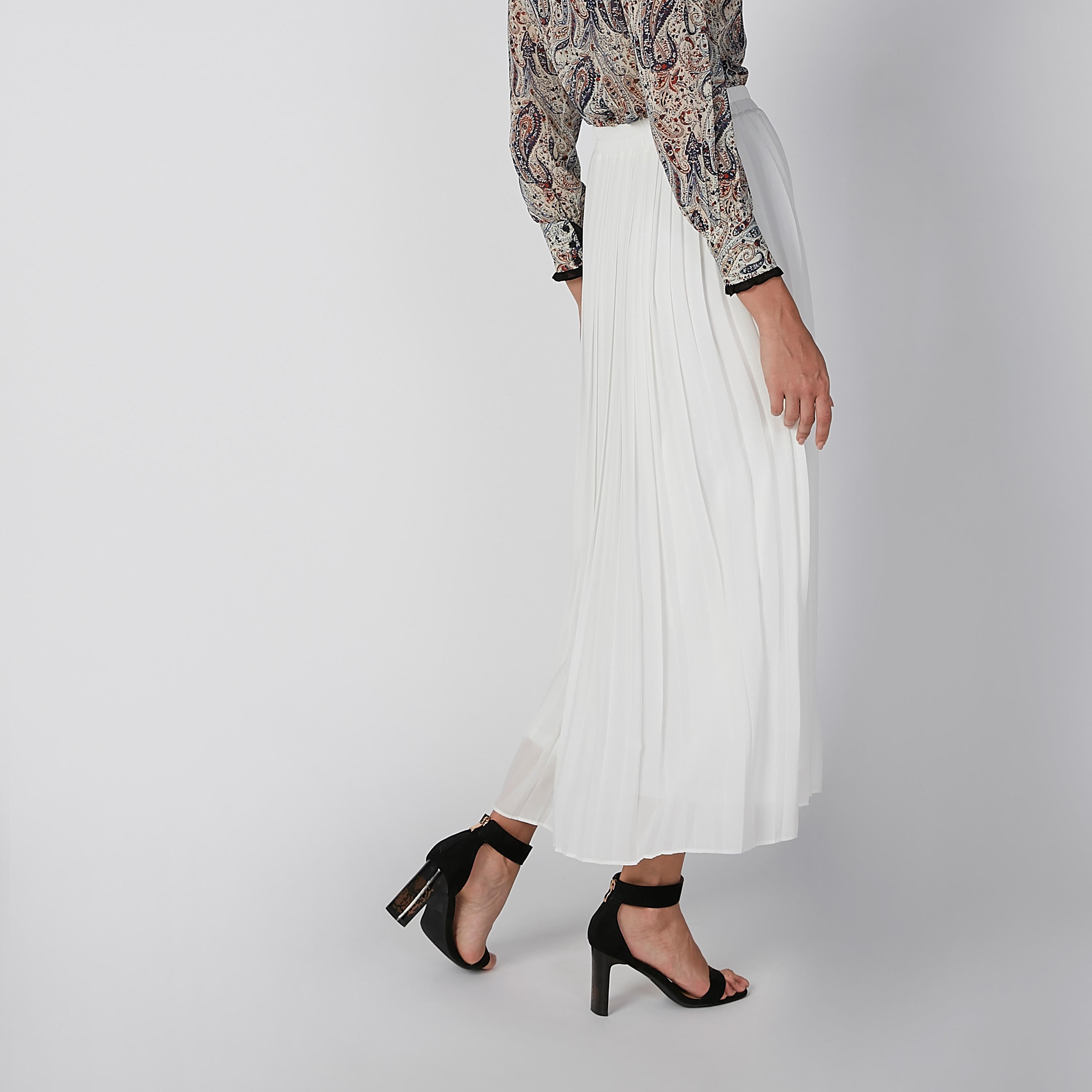 Plain Pleated A-Line Skirt with Elasticised Waistband-women-clothing-bottoms-skirts-image-2