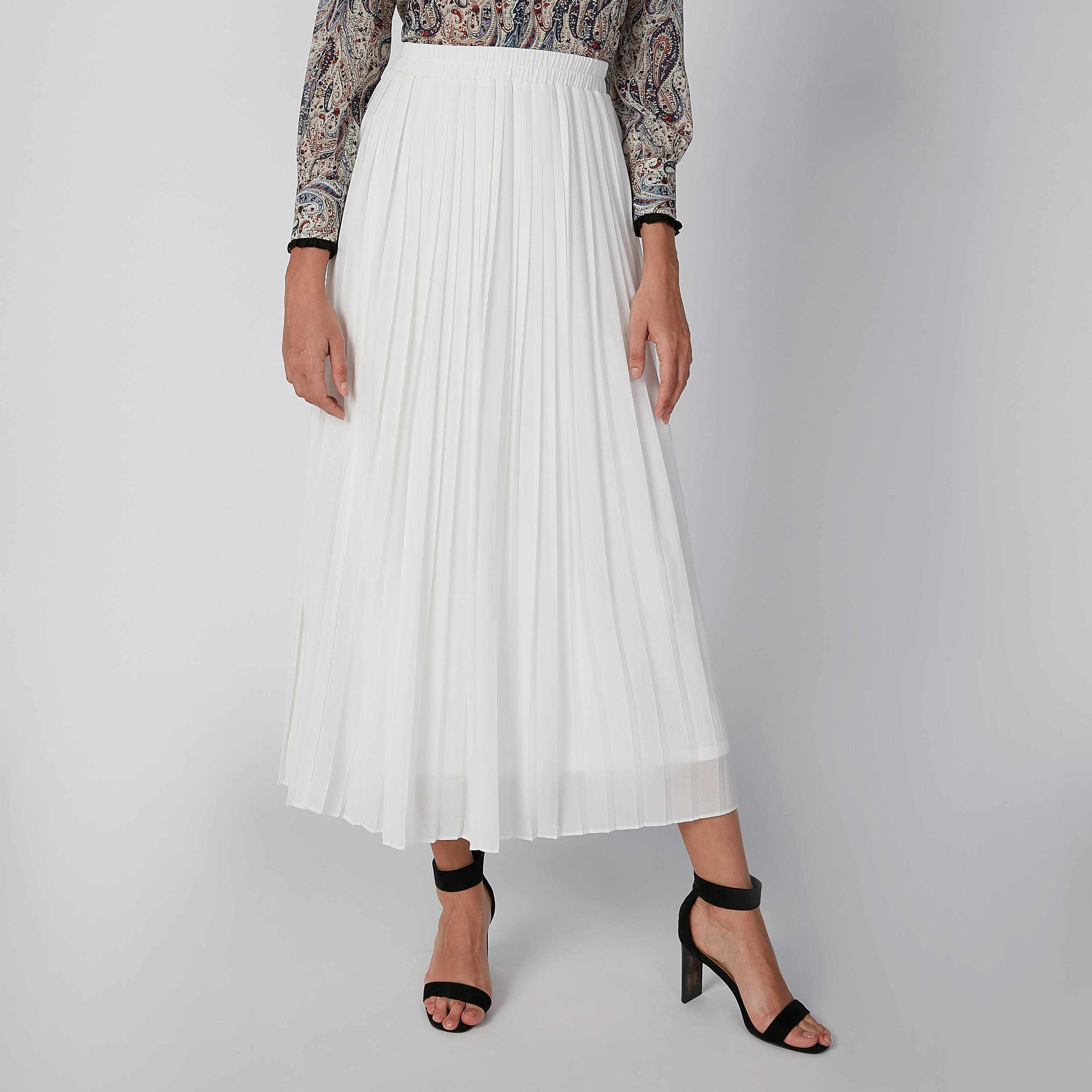 Plain Pleated A-Line Skirt with Elasticised Waistband-women-clothing-bottoms-skirts-image-3