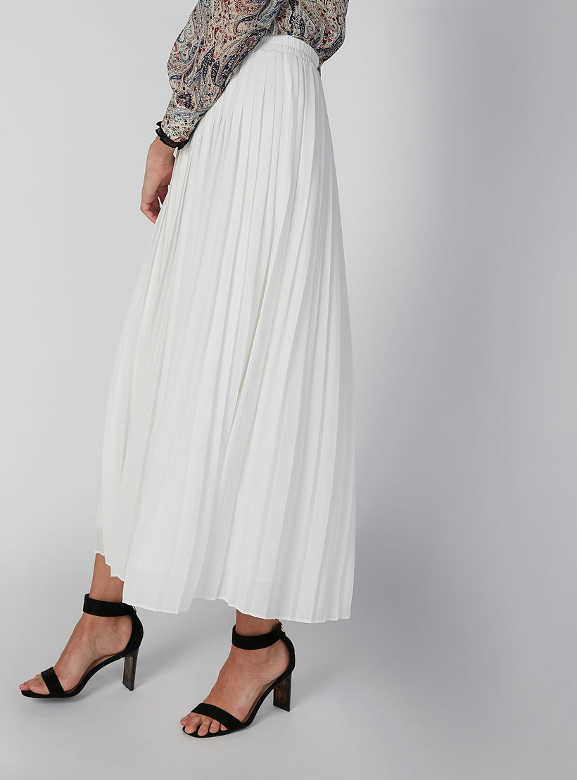 Plain Pleated A-Line Skirt with Elasticised Waistband-women-clothing-bottoms-skirts-image-4