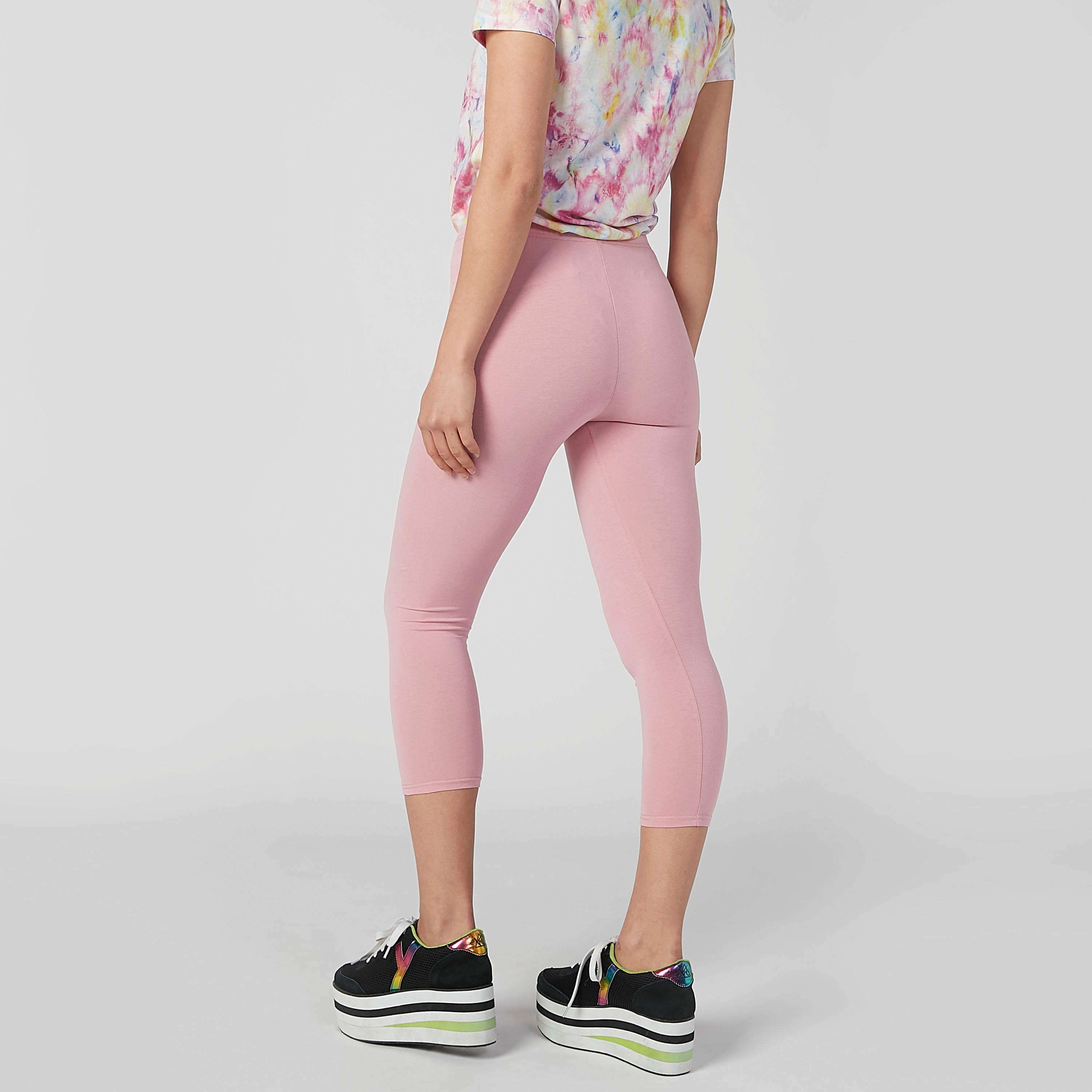 Plain 3/4 Leggings with Elasticised Waistband-women-clothing-bottoms-leggings-image-3