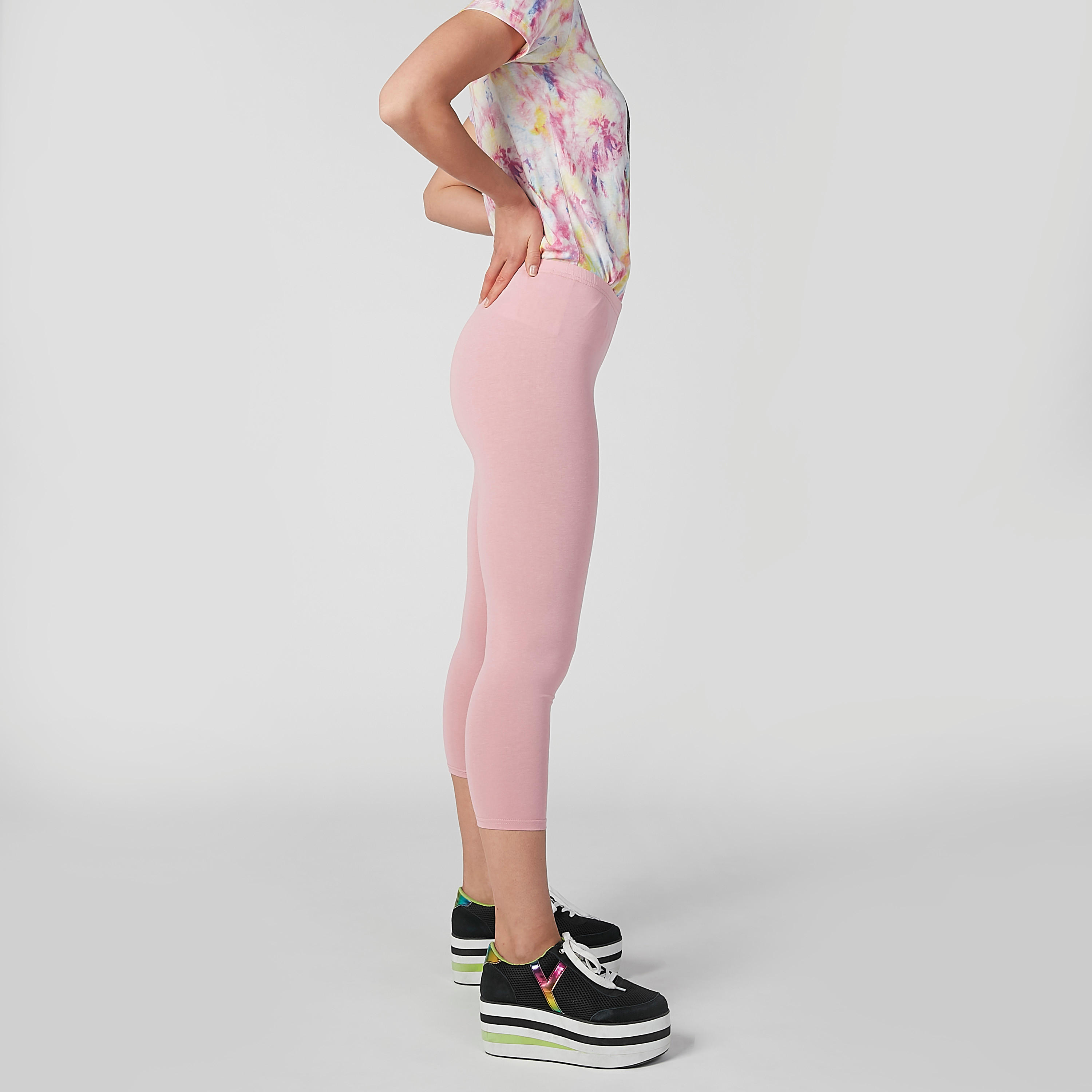 Plain 3/4 Leggings with Elasticised Waistband-women-clothing-bottoms-leggings-image-4
