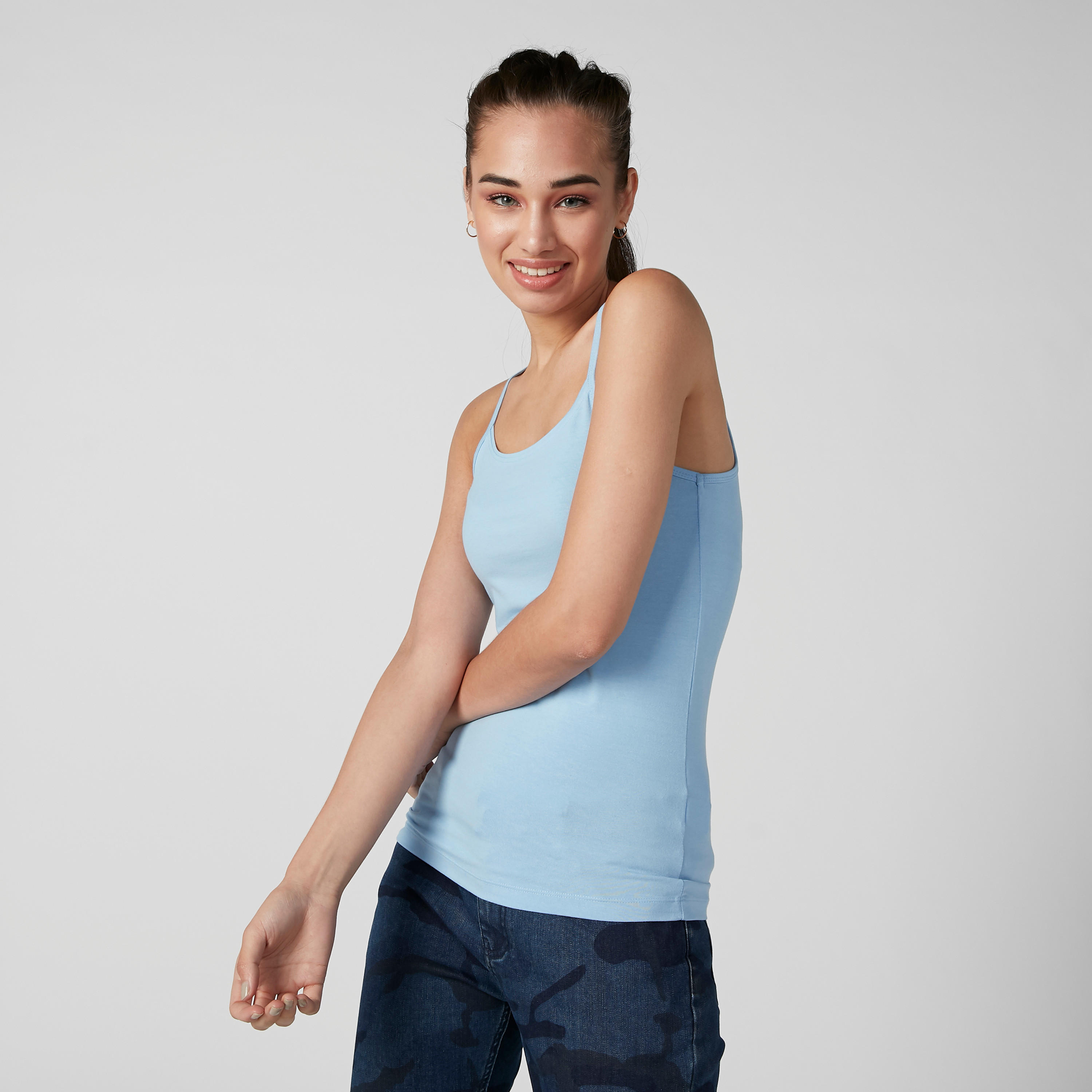 Plain Camisole with Scoop Neck and Spaghetti Straps-women-clothing-tshirts-image-1