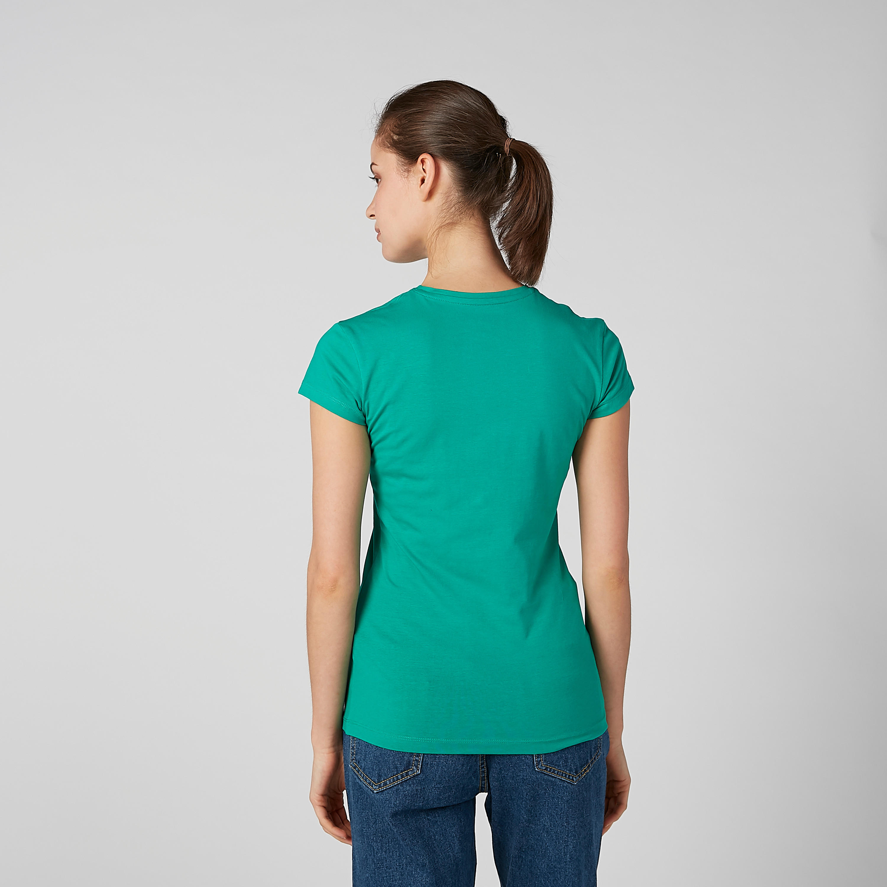 تيشيرت سادة بياقة مستديرة وأكمام كاب-women-clothing-tshirts-image-1