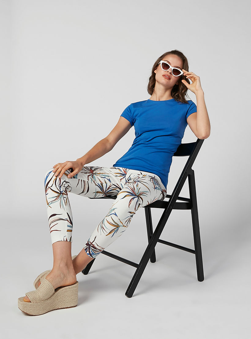 Solid Round Neck T-shirt with Cap Sleeves-women-clothing-tshirts-image-1