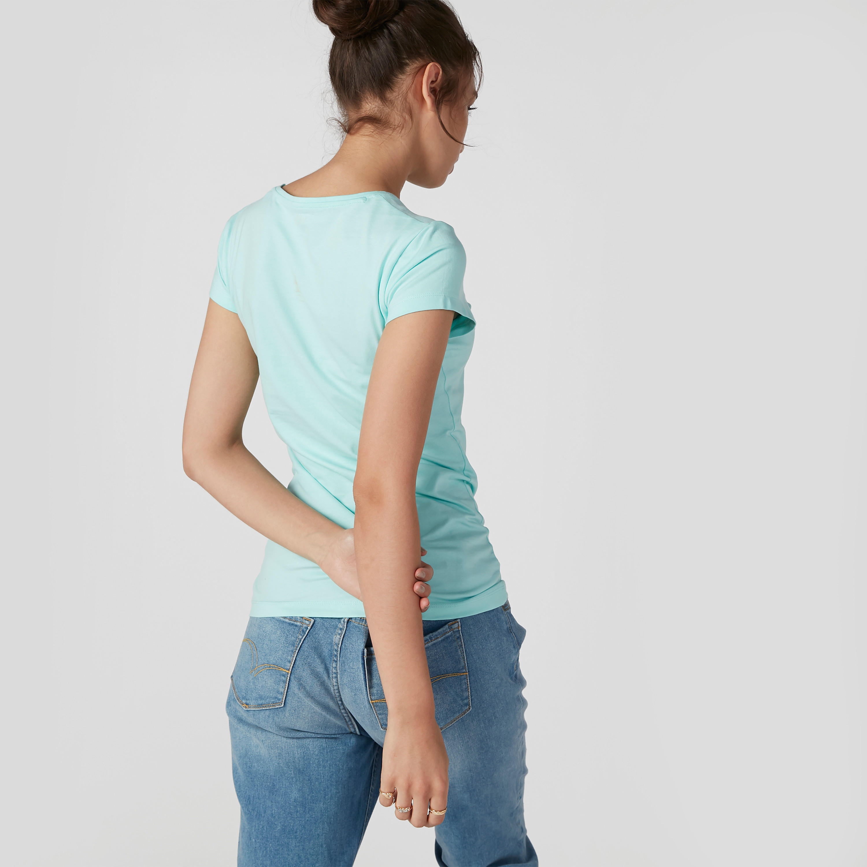 تيشيرت سادة بياقة مستديرة وأكمام كاب-women-clothing-tshirts-image-3