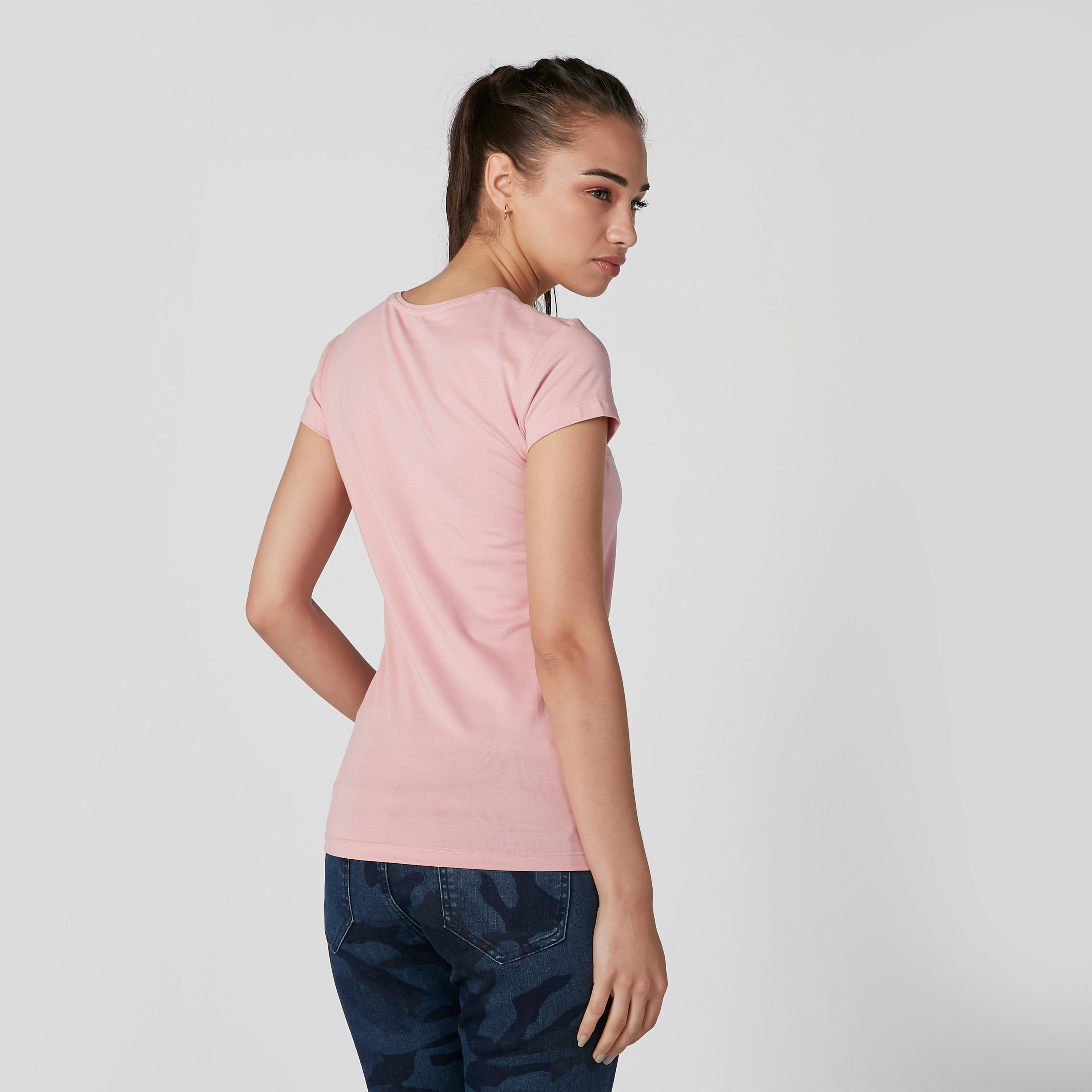 تيشيرت سادة بياقة مستديرة وأكمام كاب-women-clothing-tshirts-image-3