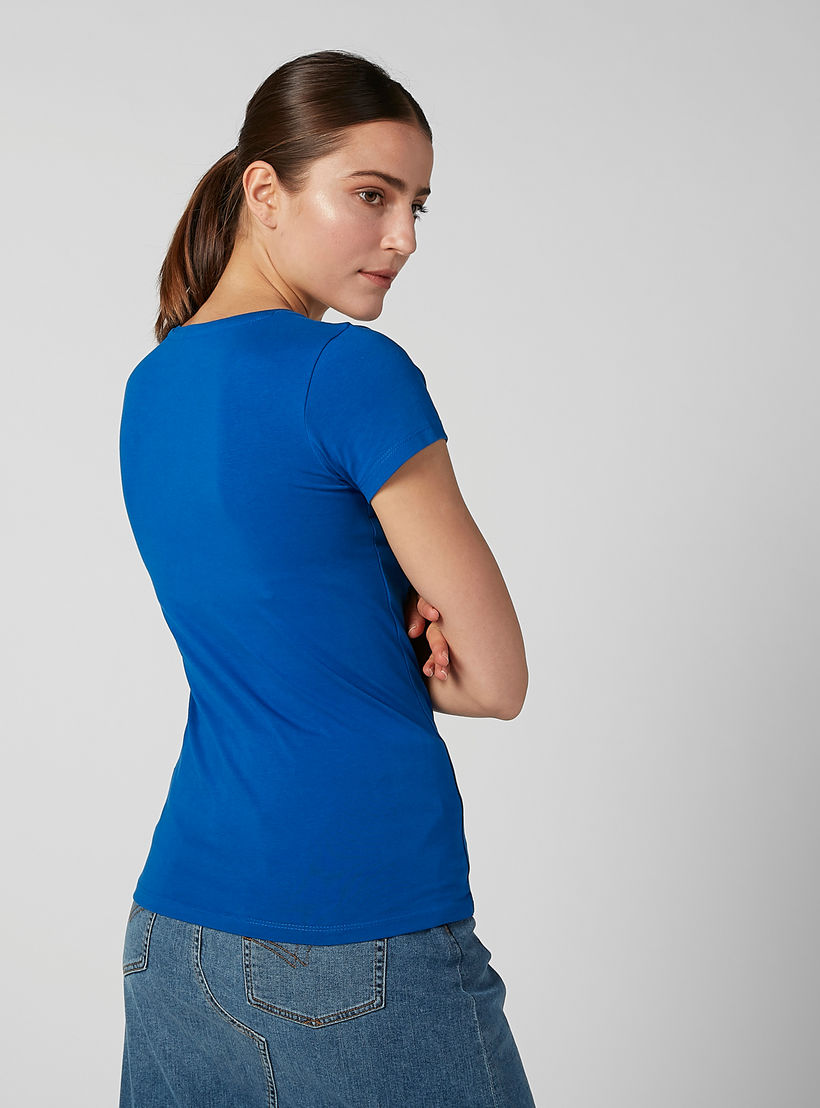 Plain T-shirt with V-neck and Cap Sleeves-women-clothing-tshirts-image-4