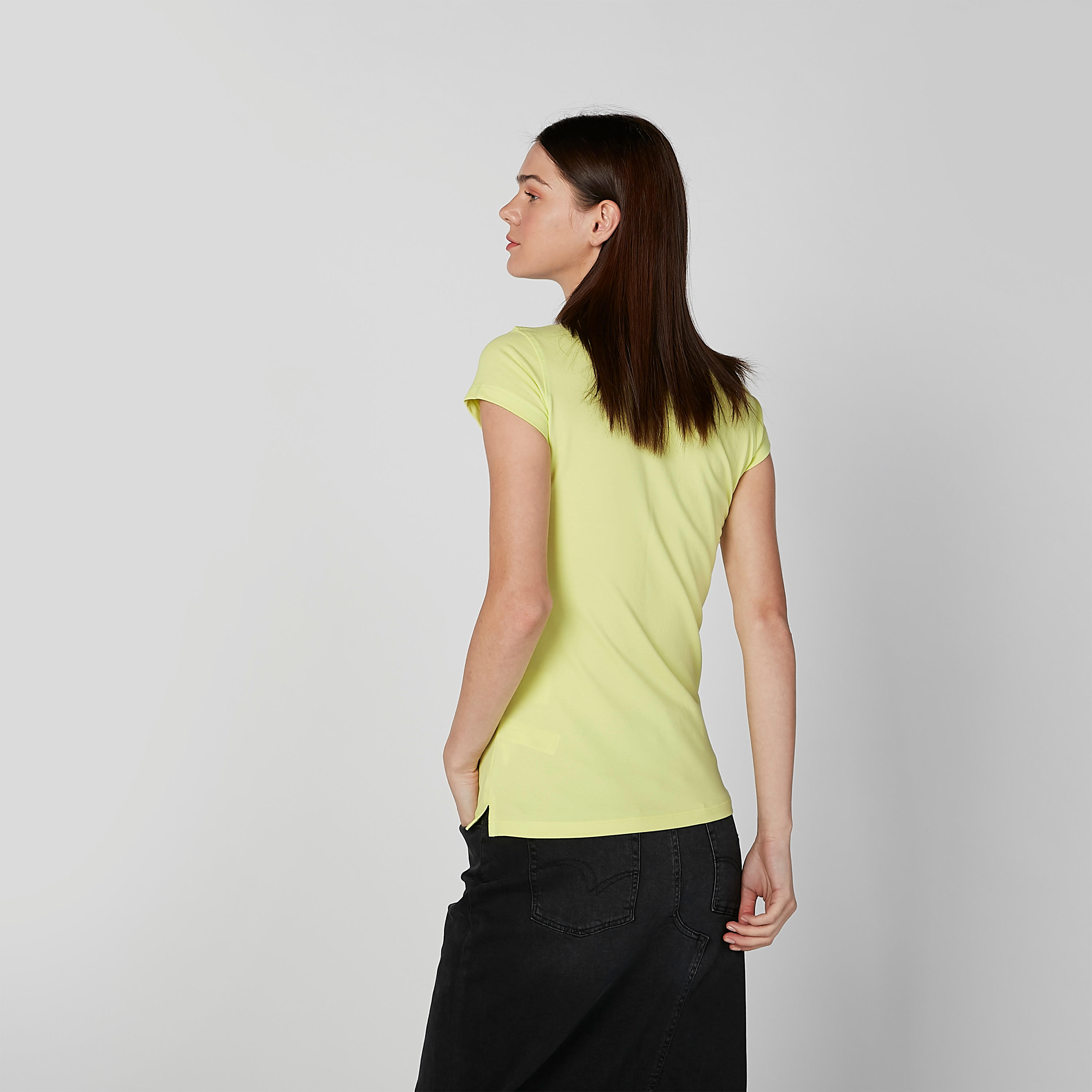 Solid Polo Neck T-shirt with Cap Sleeves-women-clothing-tshirts-image-3