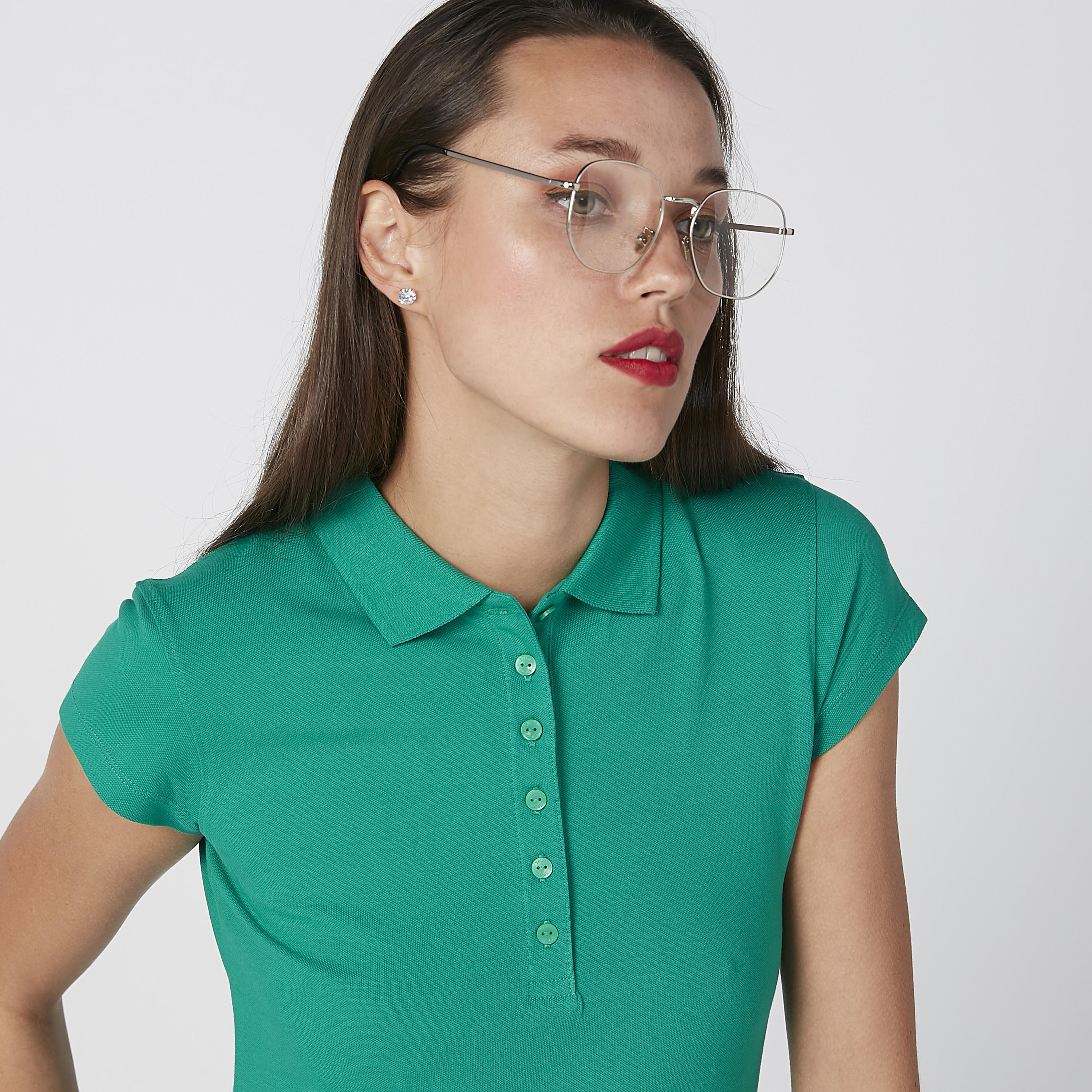 Plain T-shirt with Polo Neck and Cap Sleeves-women-clothing-tshirts-image-4