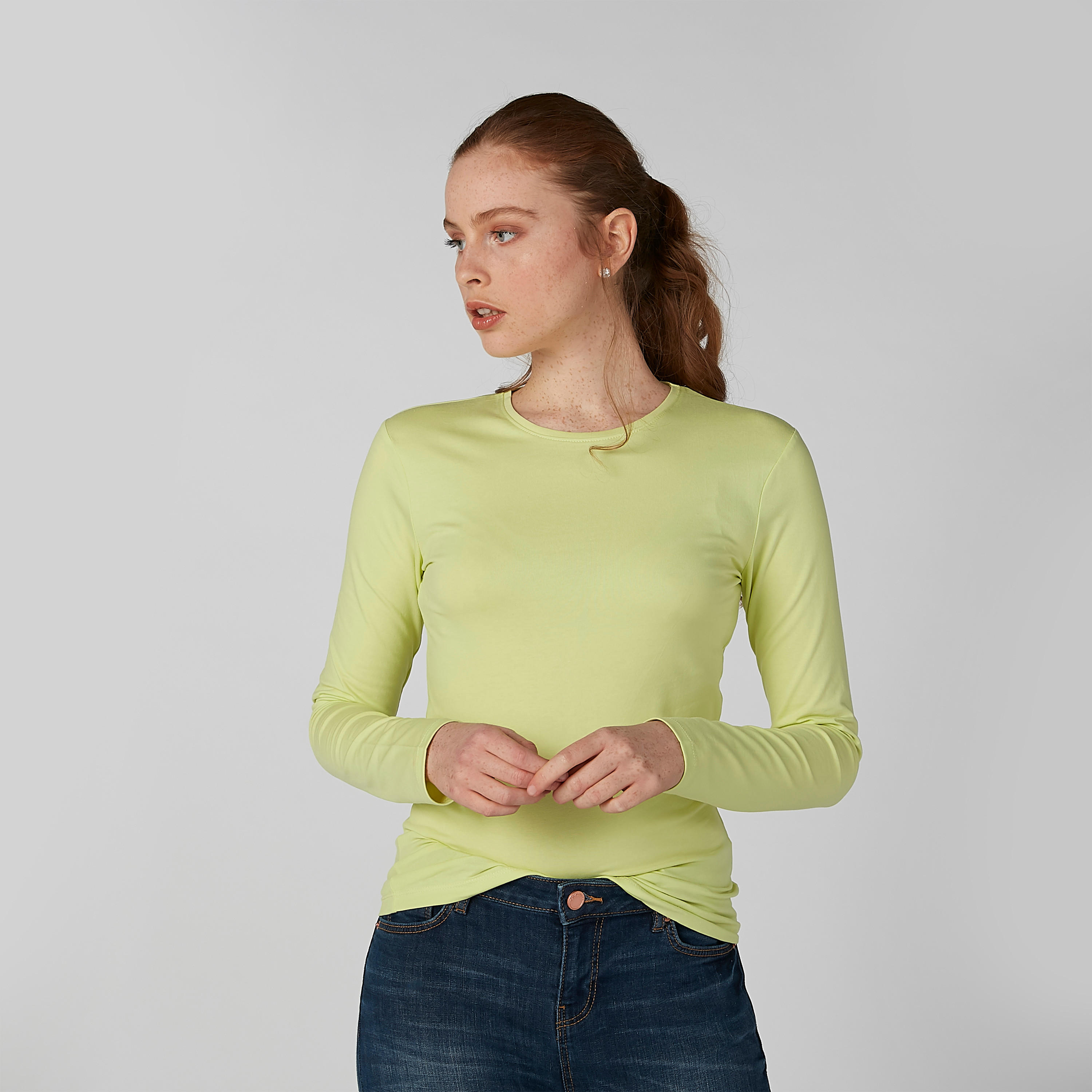 Plain T-shirt with Round Neck and Long Sleeves-women-clothing-tshirts-image-1