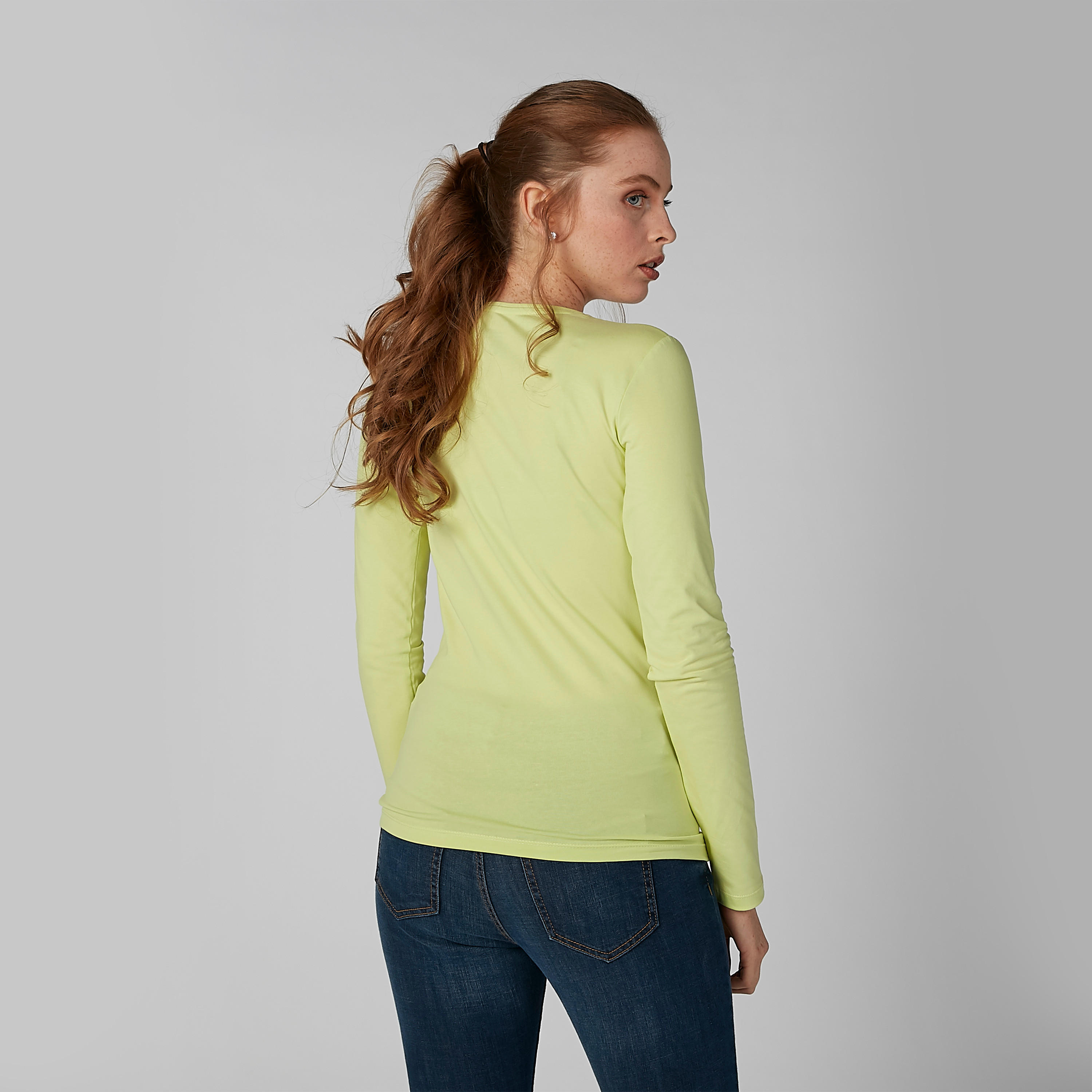 Plain T-shirt with Round Neck and Long Sleeves-women-clothing-tshirts-image-3