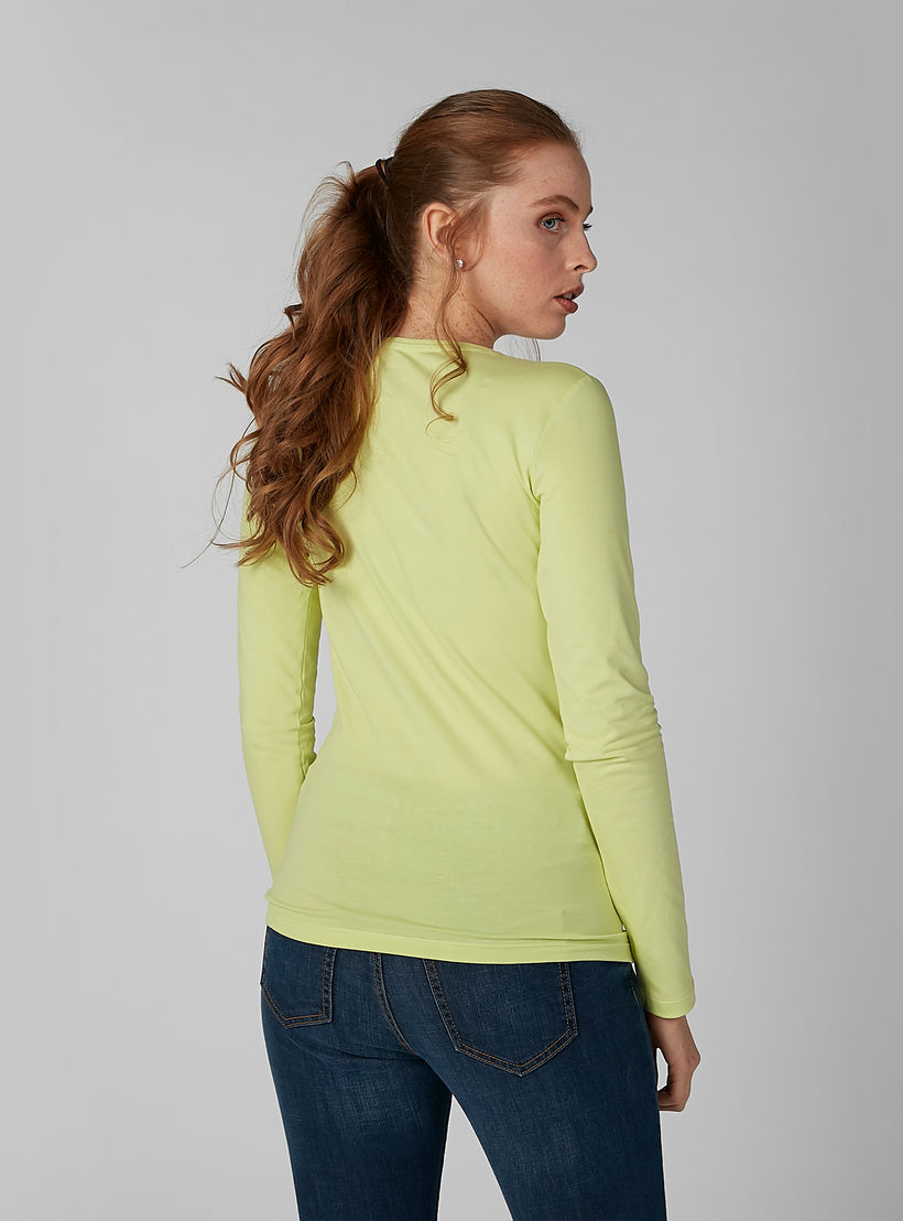 Plain T-shirt with Round Neck and Long Sleeves-women-clothing-tshirts-image-3