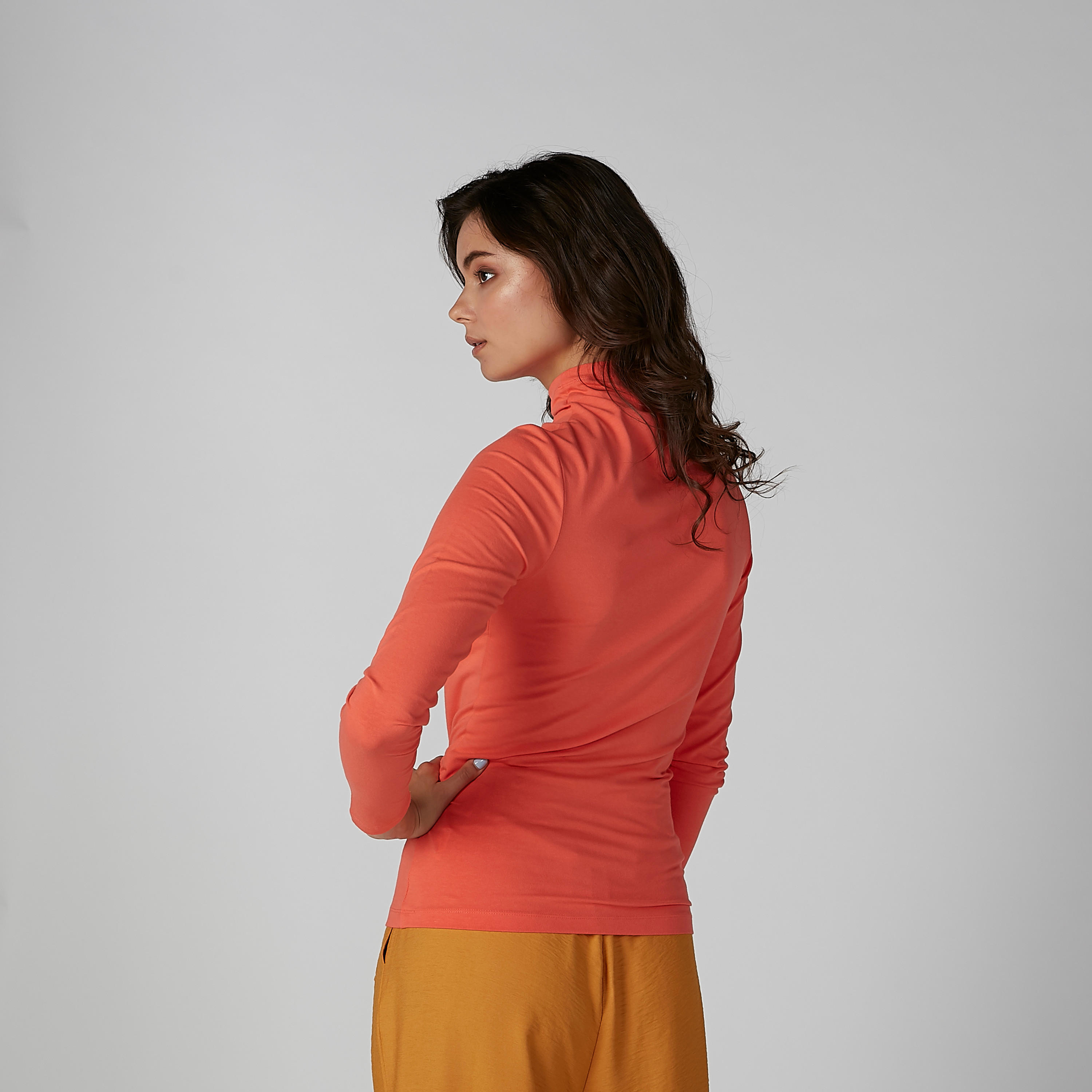 Plain Top with High Neck and Long Sleeves-women-clothing-shirtsandblouses-blouses-image-3