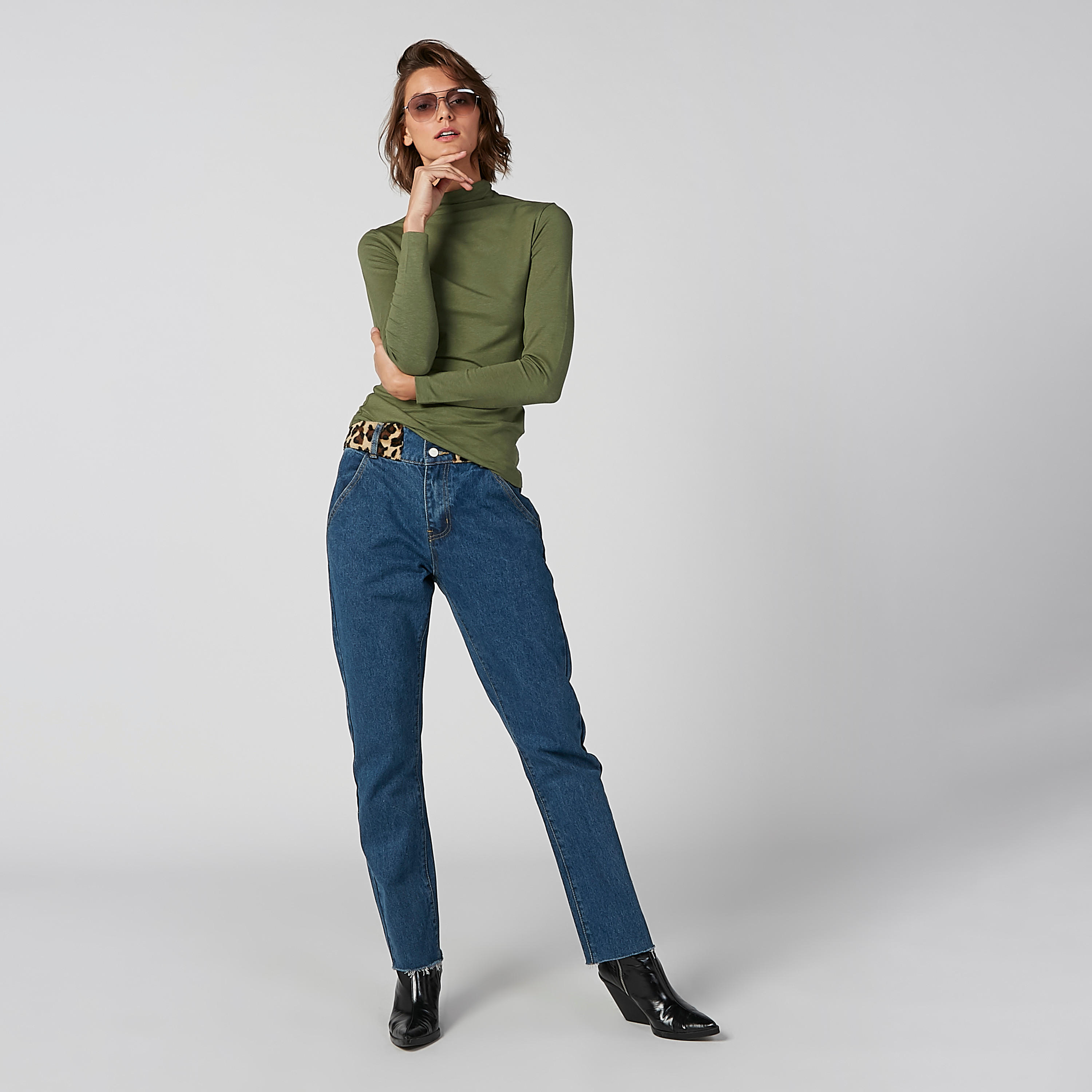 Solid Top with High Neck and Long Sleeves-women-clothing-shirtsandblouses-blouses-image-2