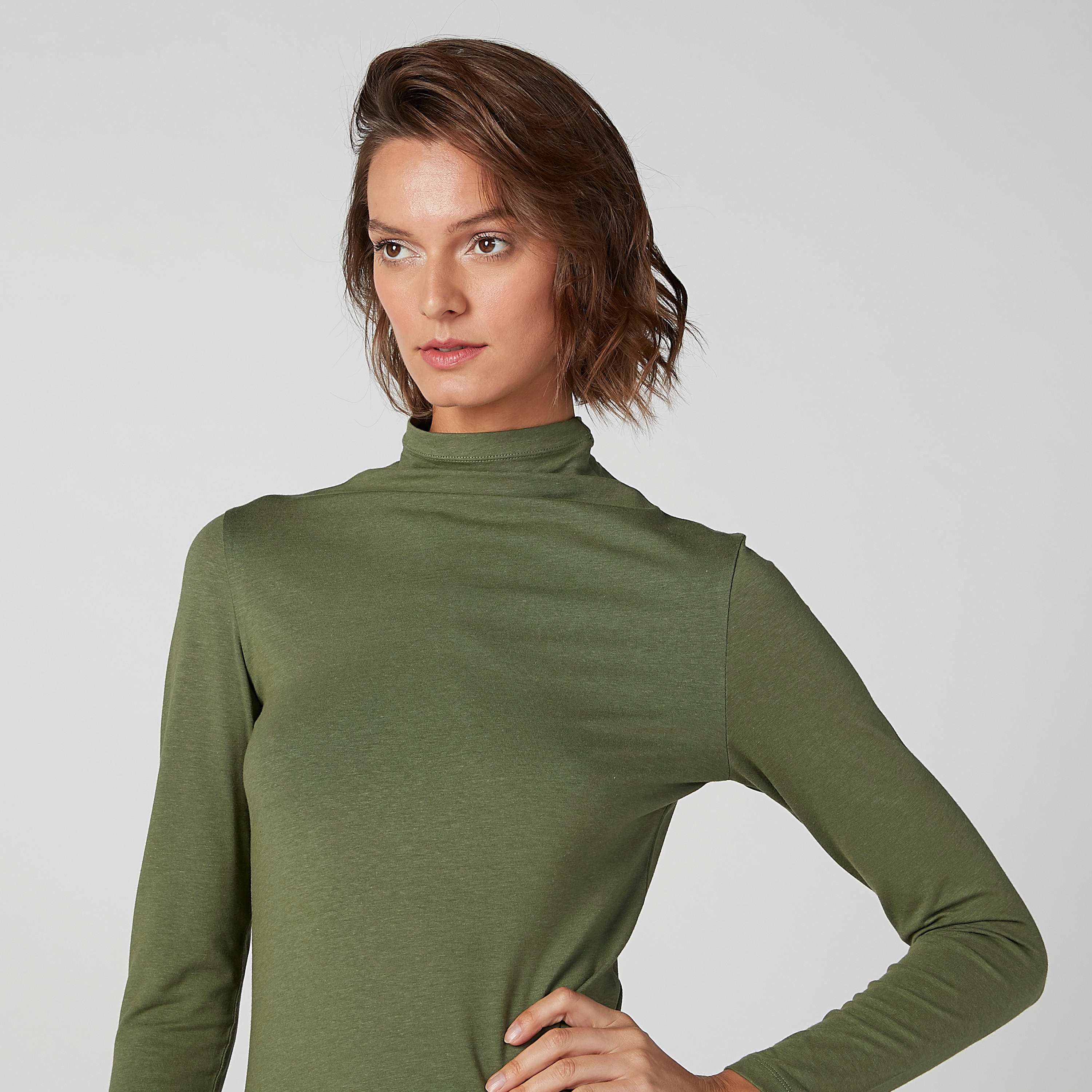 Solid Top with High Neck and Long Sleeves-women-clothing-shirtsandblouses-blouses-image-5