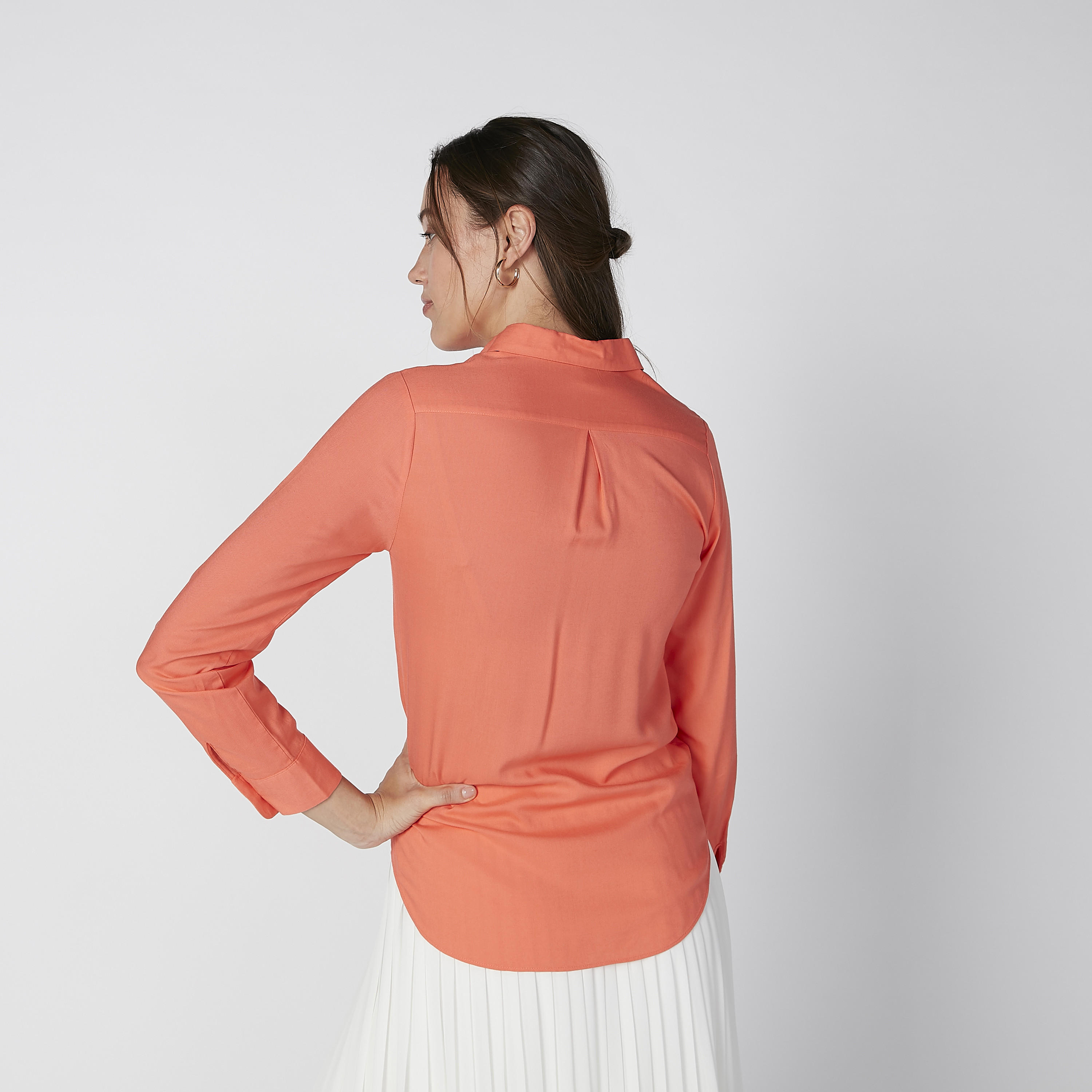 Plain Shirt with Long Sleeves and Spread Collar-women-clothing-shirtsandblouses-shirts-image-2