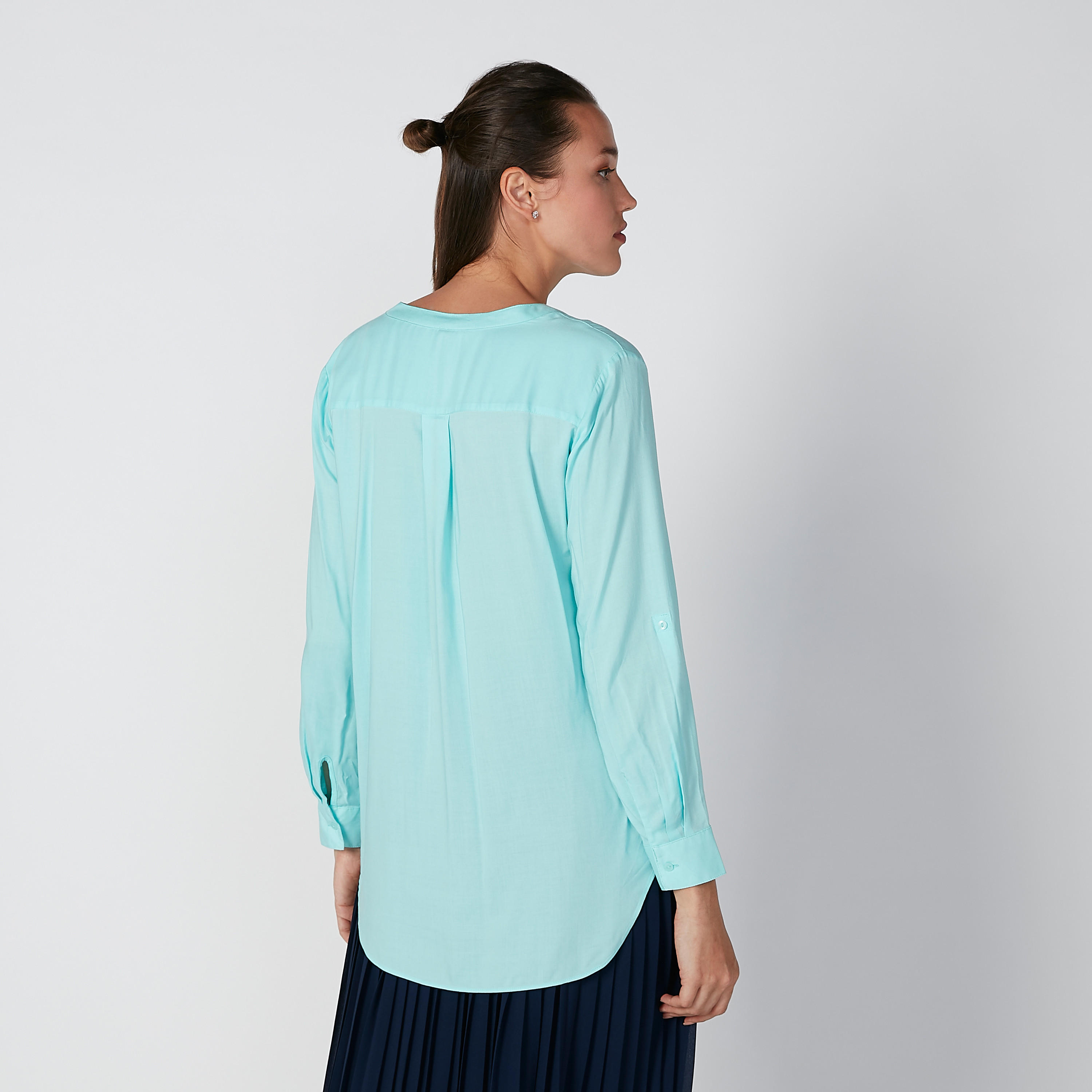 Plain Top with Long Sleeves and Half Placket-women-clothing-shirtsandblouses-blouses-image-3