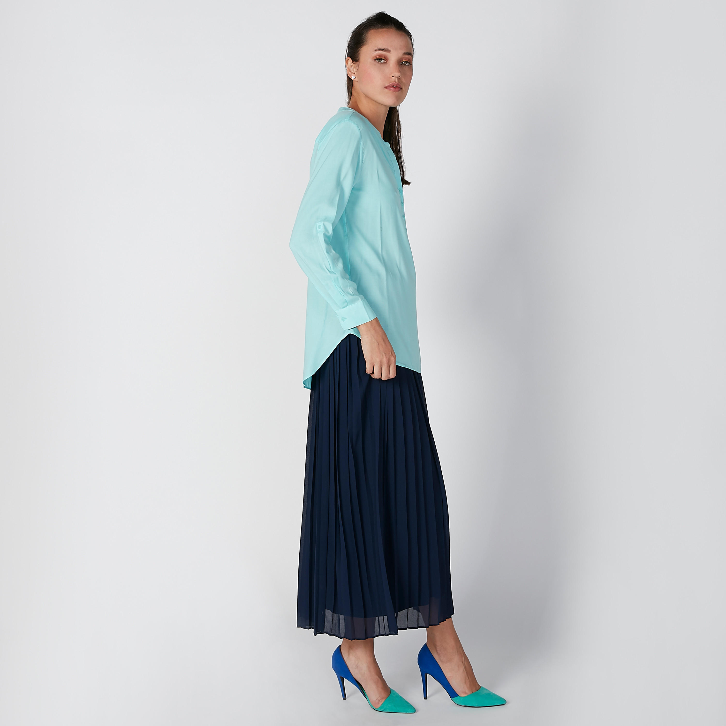 Plain Top with Long Sleeves and Half Placket-women-clothing-shirtsandblouses-blouses-image-4