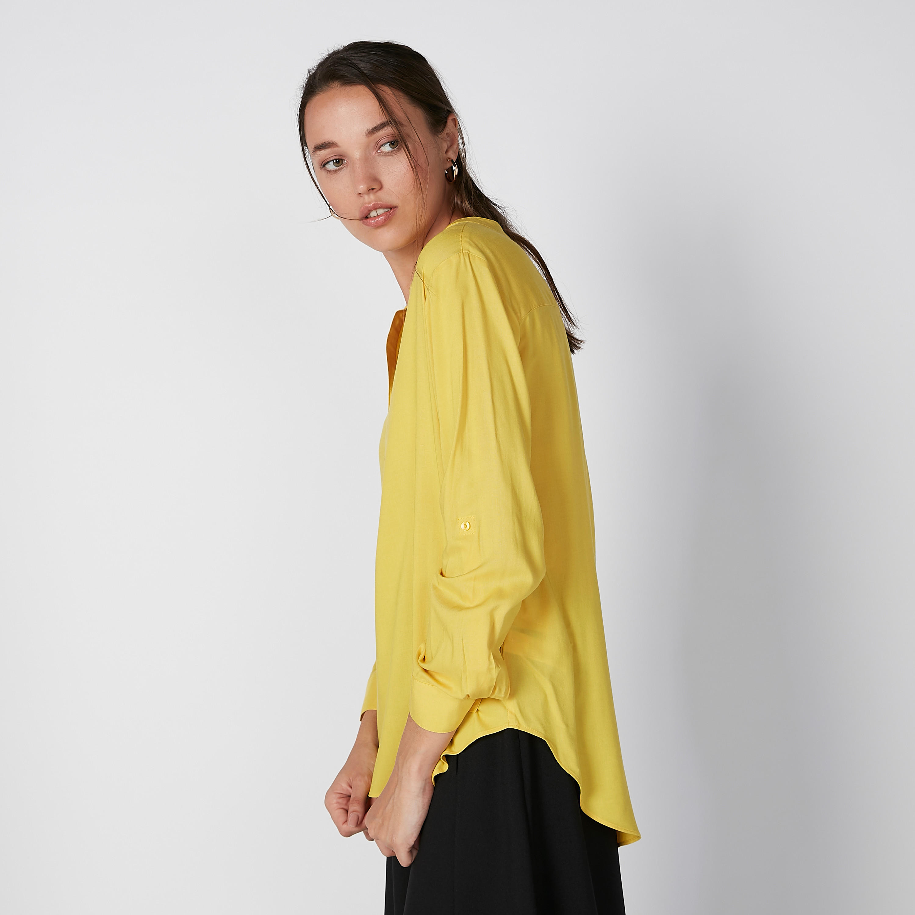 Plain Top with Half Placket and Long Sleeves-women-clothing-shirtsandblouses-blouses-image-3