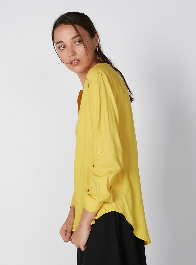 Plain Top with Half Placket and Long Sleeves-women-clothing-shirtsandblouses-blouses-image-3