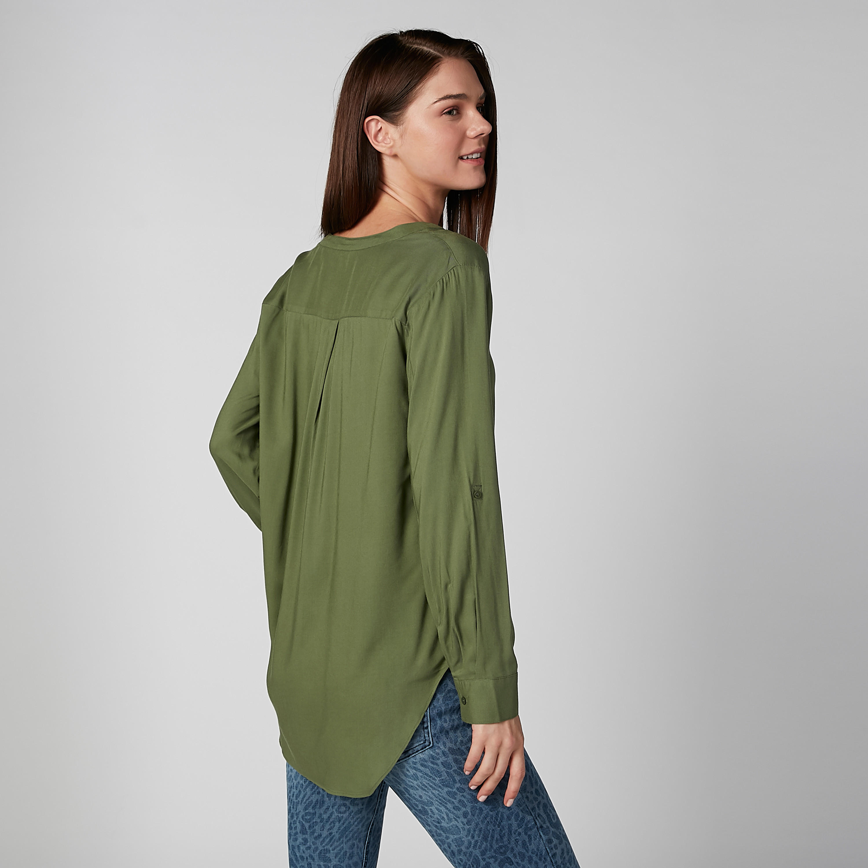 قميص سادة بياقة ماندارين وأكمام طويلة-women-clothing-shirtsandblouses-shirts-image-4