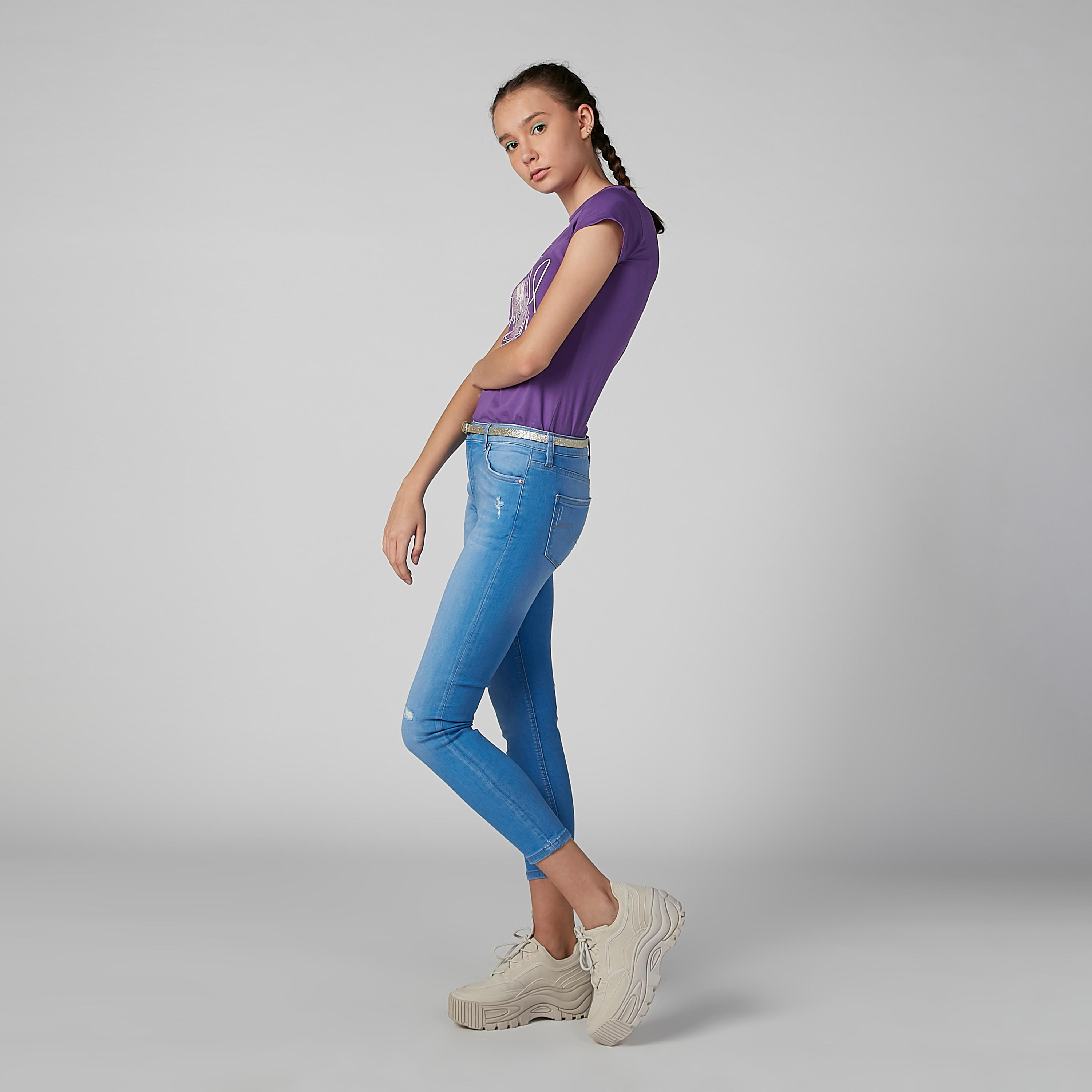 تيشيرت بياقة مستديرة وأكمام كاب مع طبعات-women-clothing-tshirts-image-4
