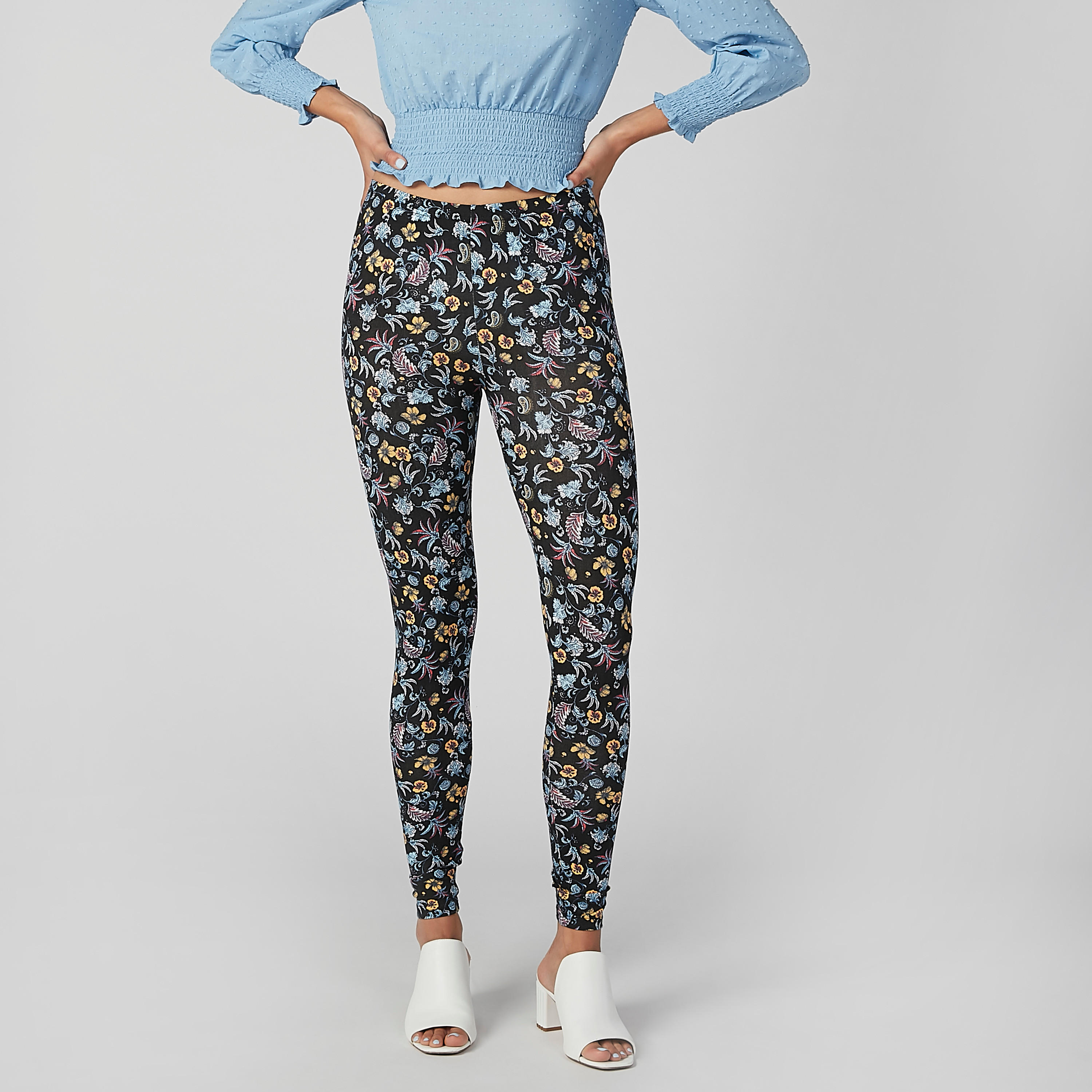 بنطال ليقنز طويل محبوك بطبعات زهرية-women-clothing-bottoms-leggings-image-1