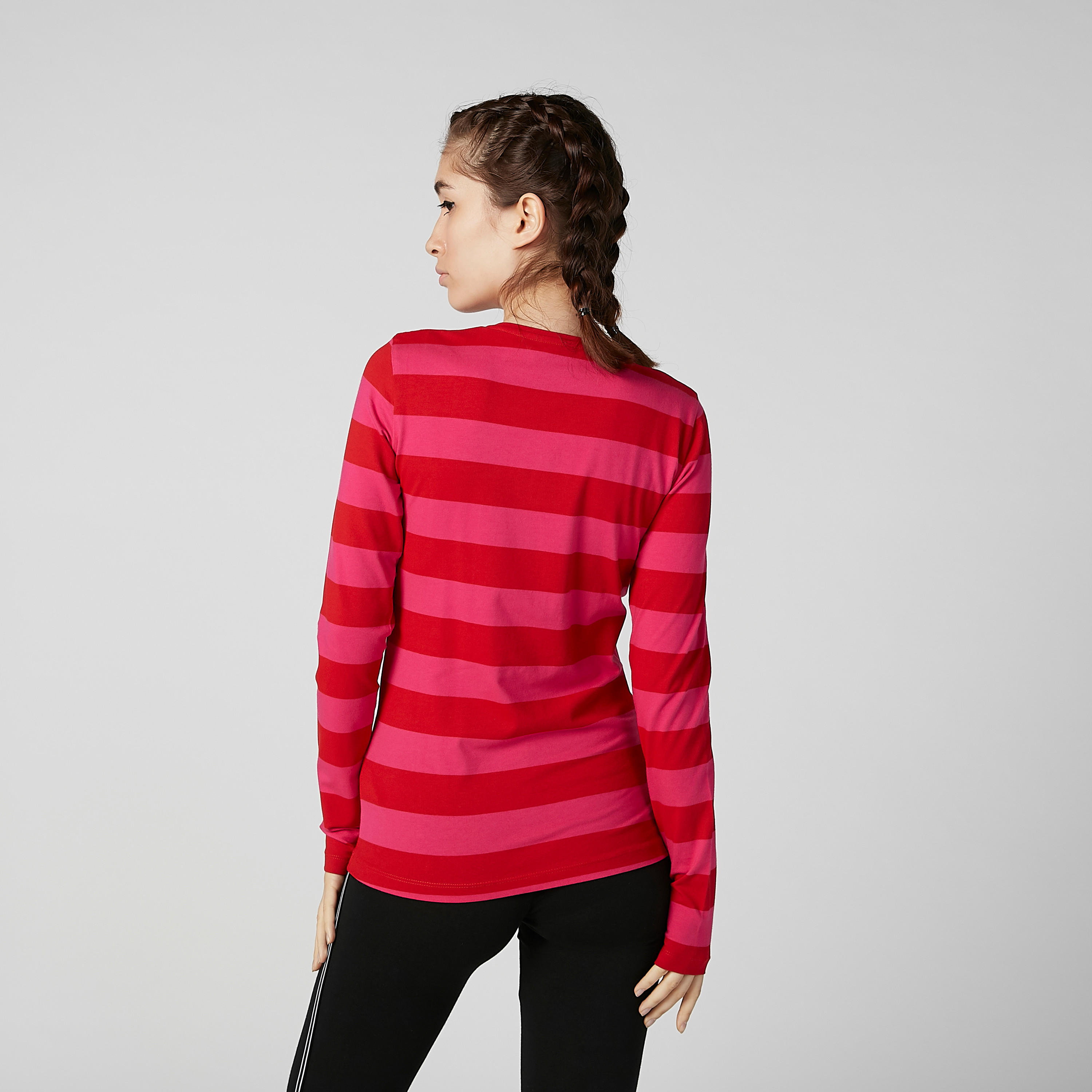 تيشيرت مقلم بياقة مستديرة وأكمام طويلة-women-clothing-tshirts-image-4