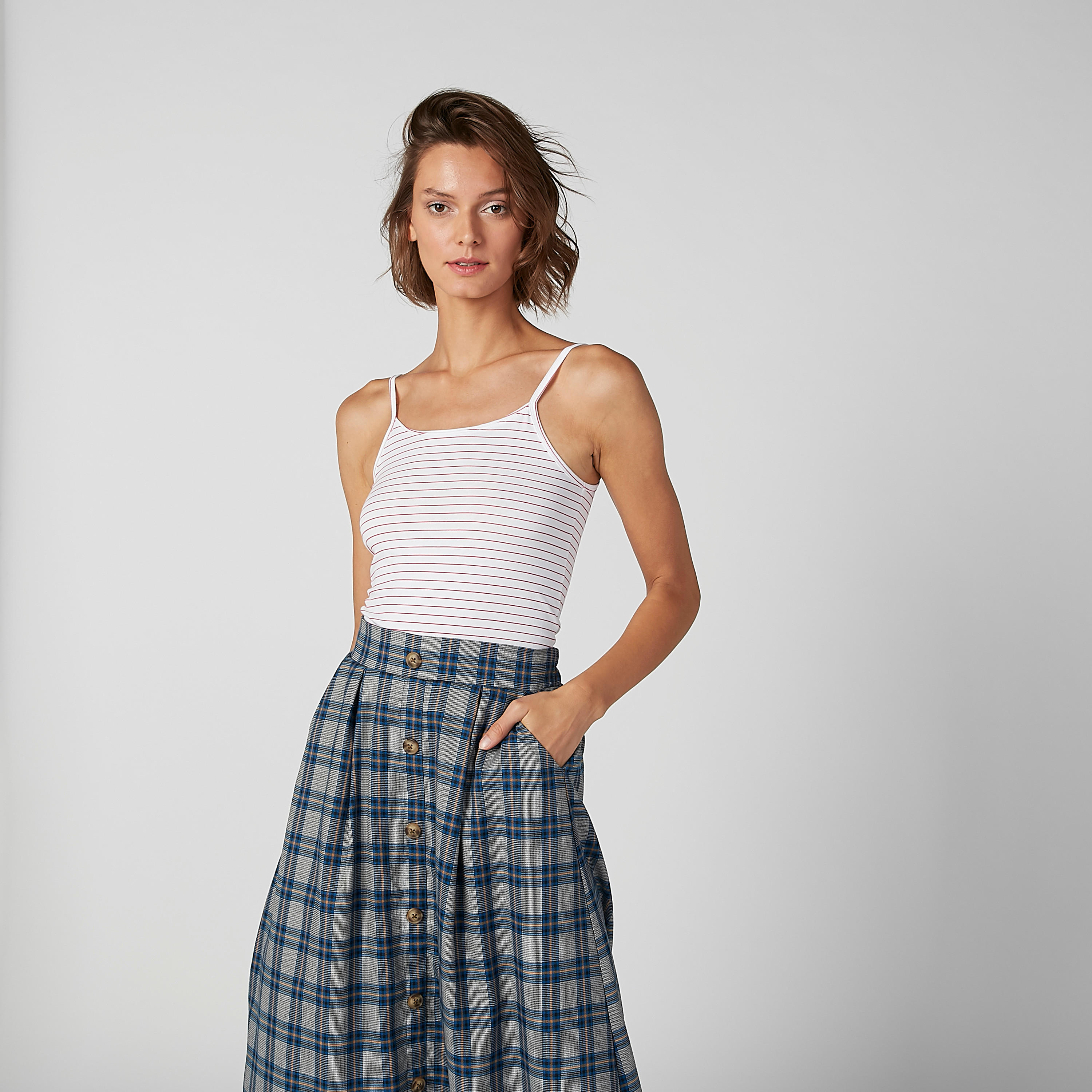 Striped Camisole with Scoop Neck and Spaghetti Straps-women-clothing-tshirts-image-2