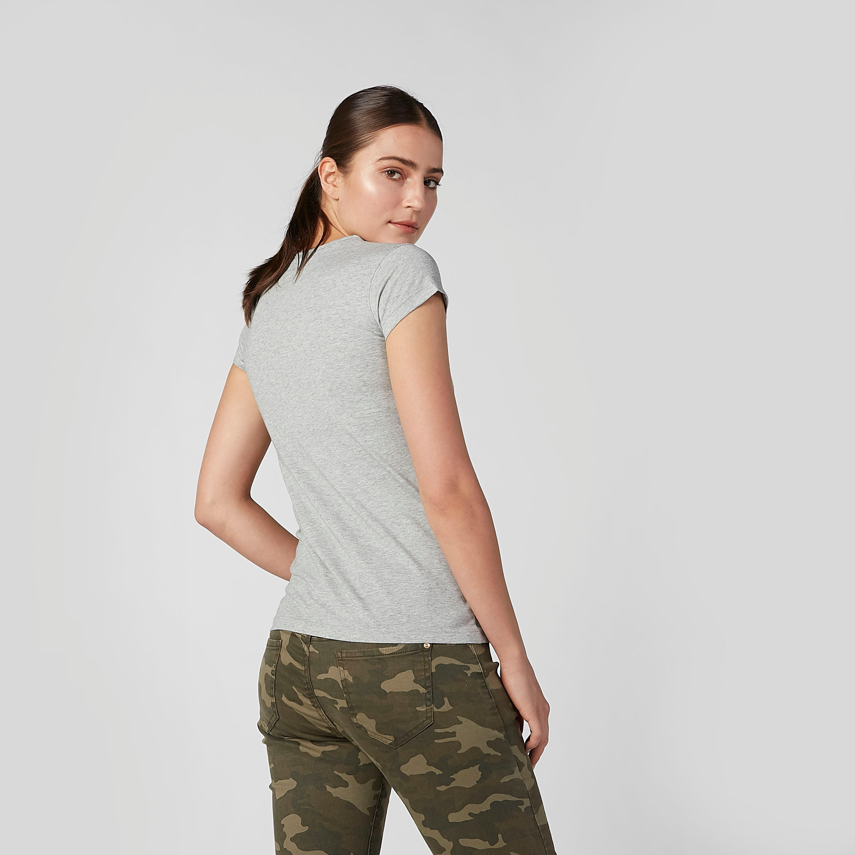 Slim Fit Printed T-shirt with Round Neck and Cap Sleeves-women-clothing-tshirts-image-3