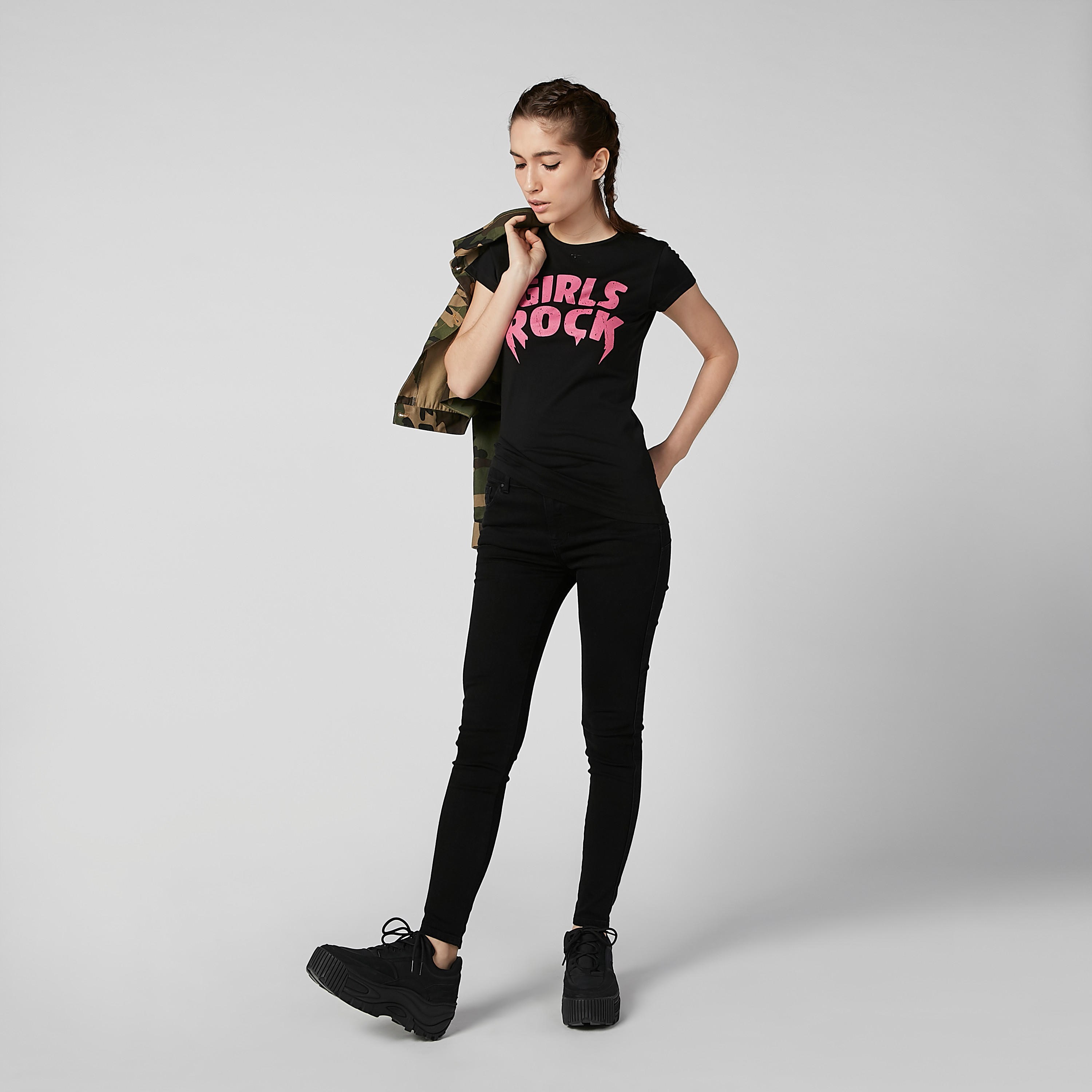 Slim Fit Printed T-shirt with Round Neck and Cap Sleeves-women-clothing-tshirts-image-2