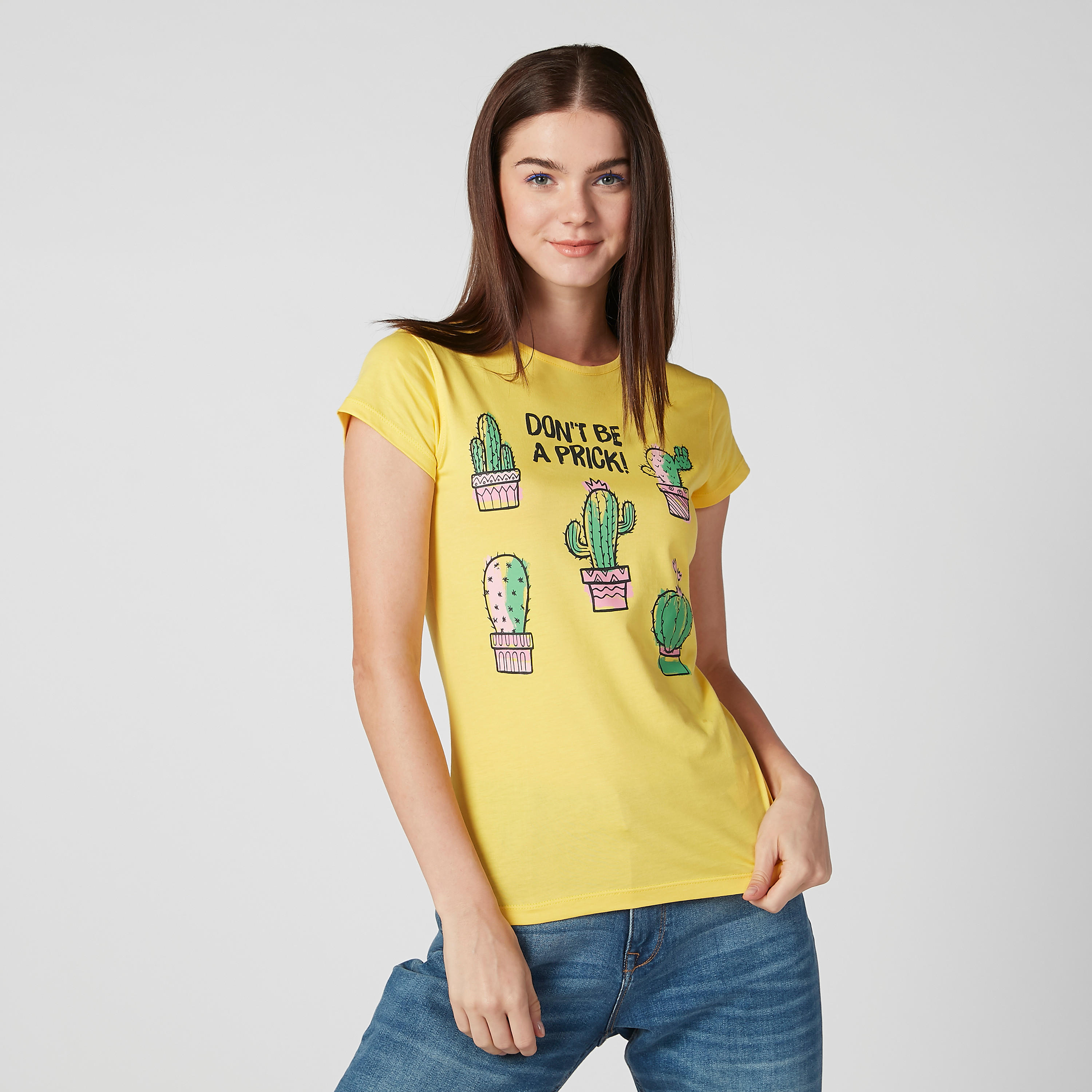 تيشيرت مستدام سليم بياقة مستديرة وطبعات -women-clothing-tshirts-image-1
