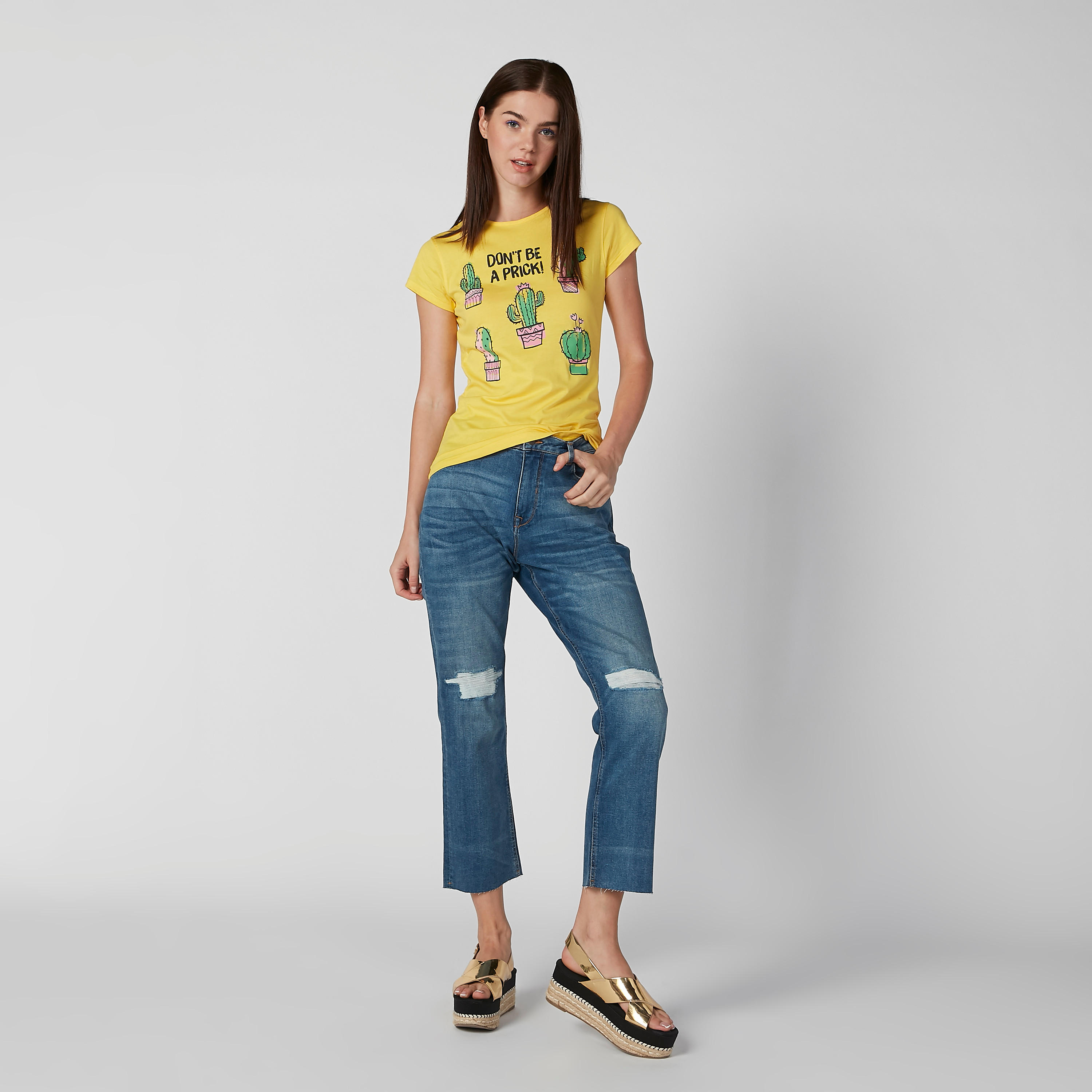 تيشيرت مستدام سليم بياقة مستديرة وطبعات -women-clothing-tshirts-image-3