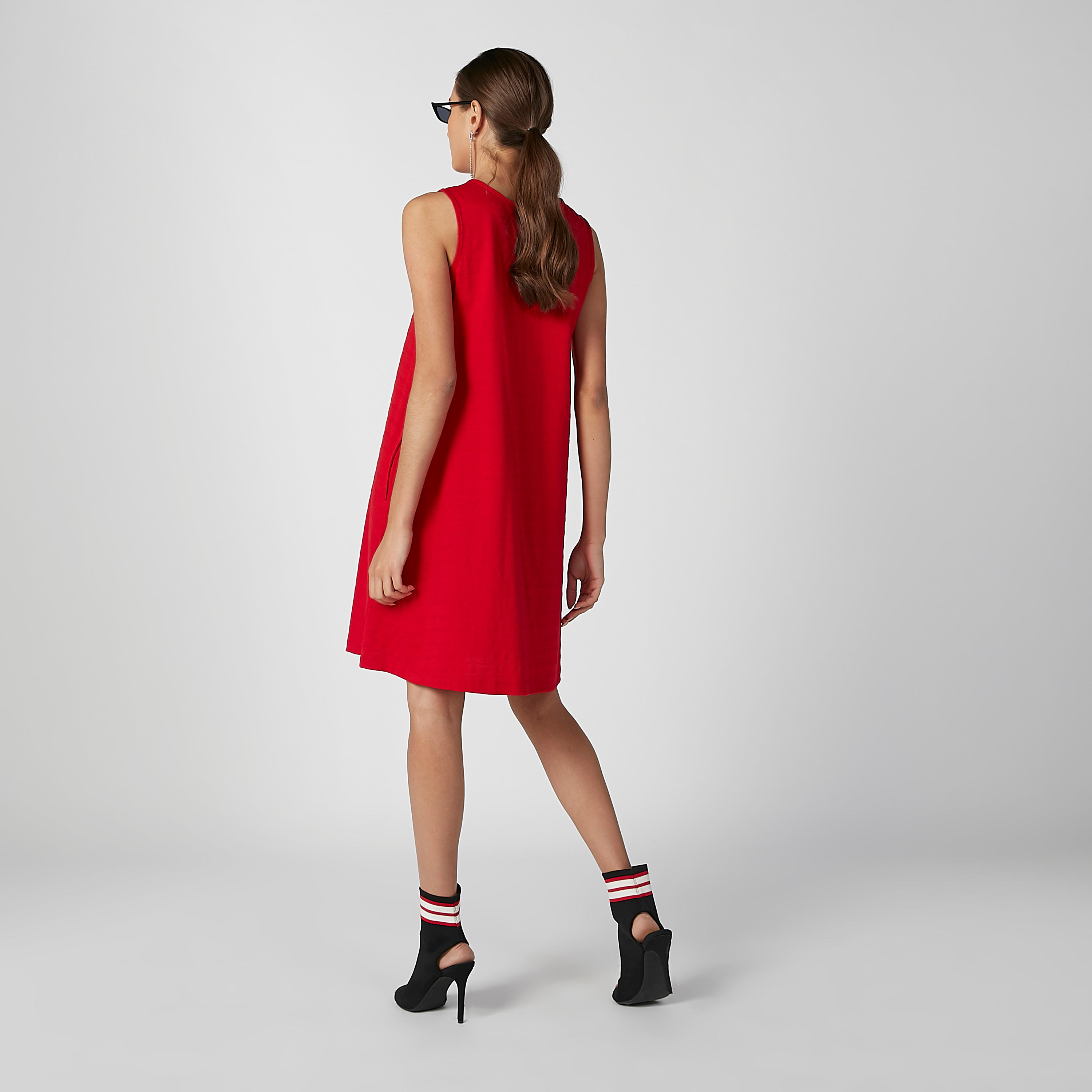 فستان قصير إيه لاين سادة دون أكمام بياقة مستديرة-women-clothing-dresses-image-4