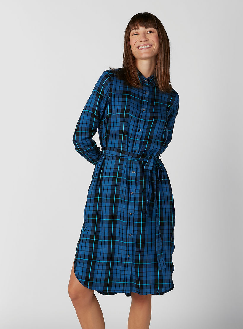 فستان قميص مستدام ميدي كاروهات بأكمام طويلة-women-clothing-dresses-image-3