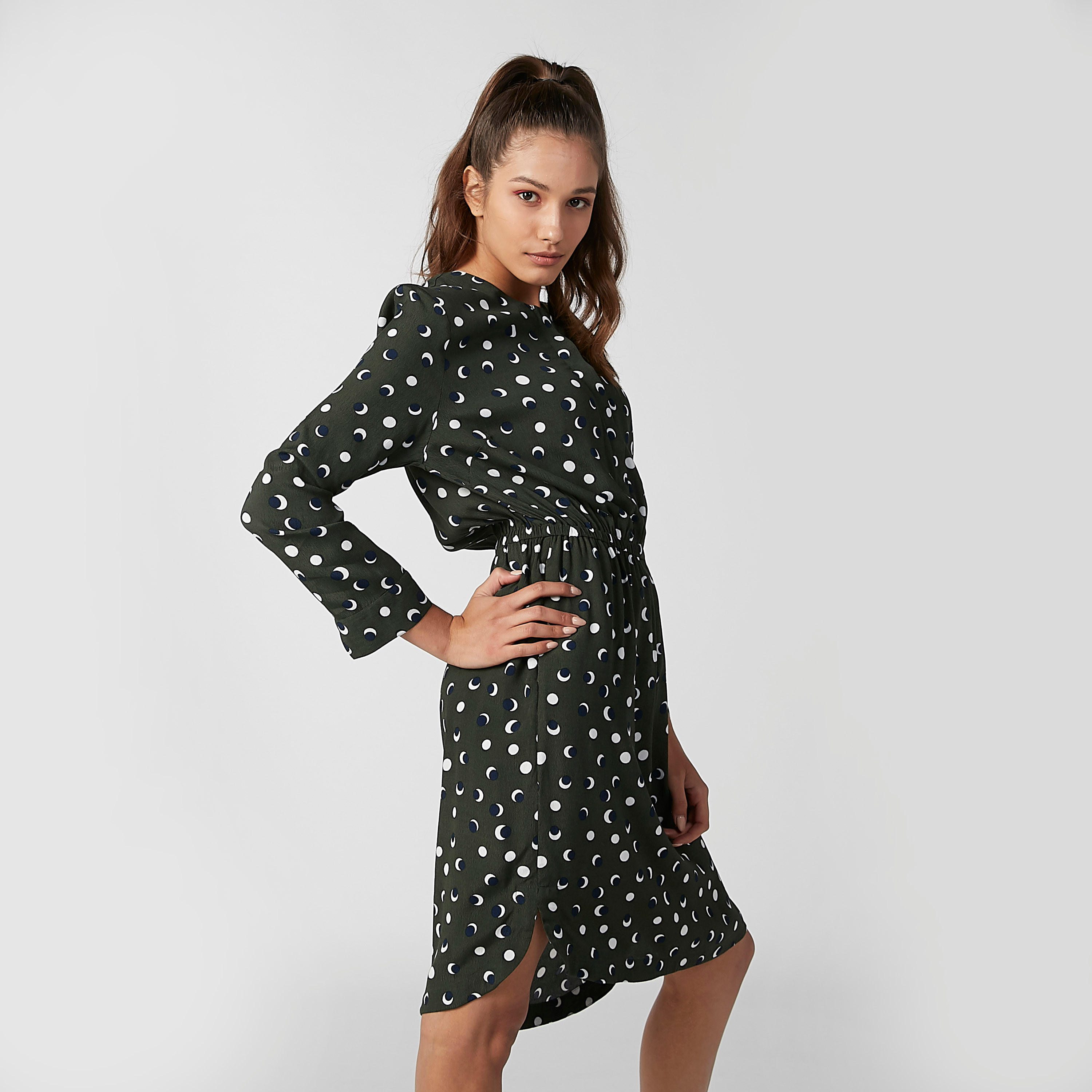 فستان ميدي إيه لاين بياقة مستديرة وأكمام طويلة وطبعات-women-clothing-dresses-image-1