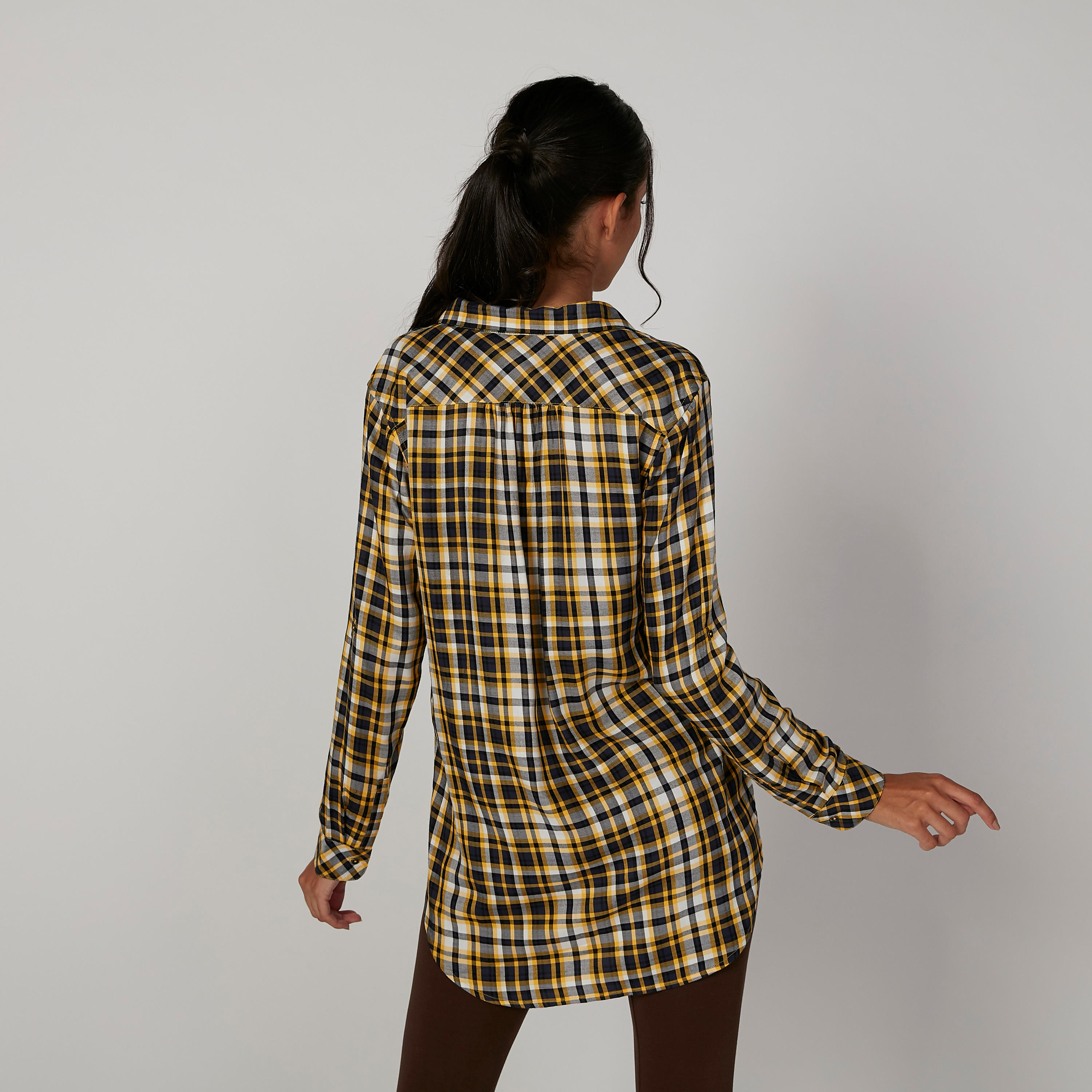 تونيك مستدامة كاروهات بياقة عاديّة وأكمام طويلة -women-clothing-shirtsandblouses-blouses-image-2