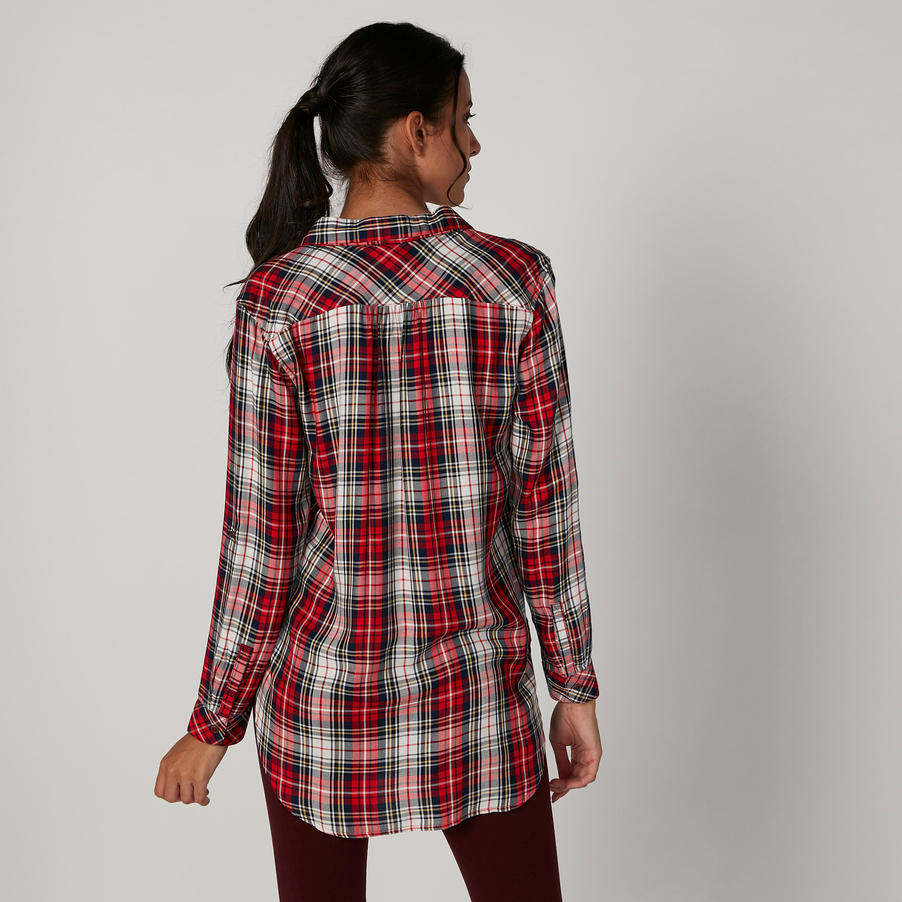 تونيك مستدام كاروهات بياقة عاديّة وأكمام طويلة-women-clothing-shirtsandblouses-blouses-image-2