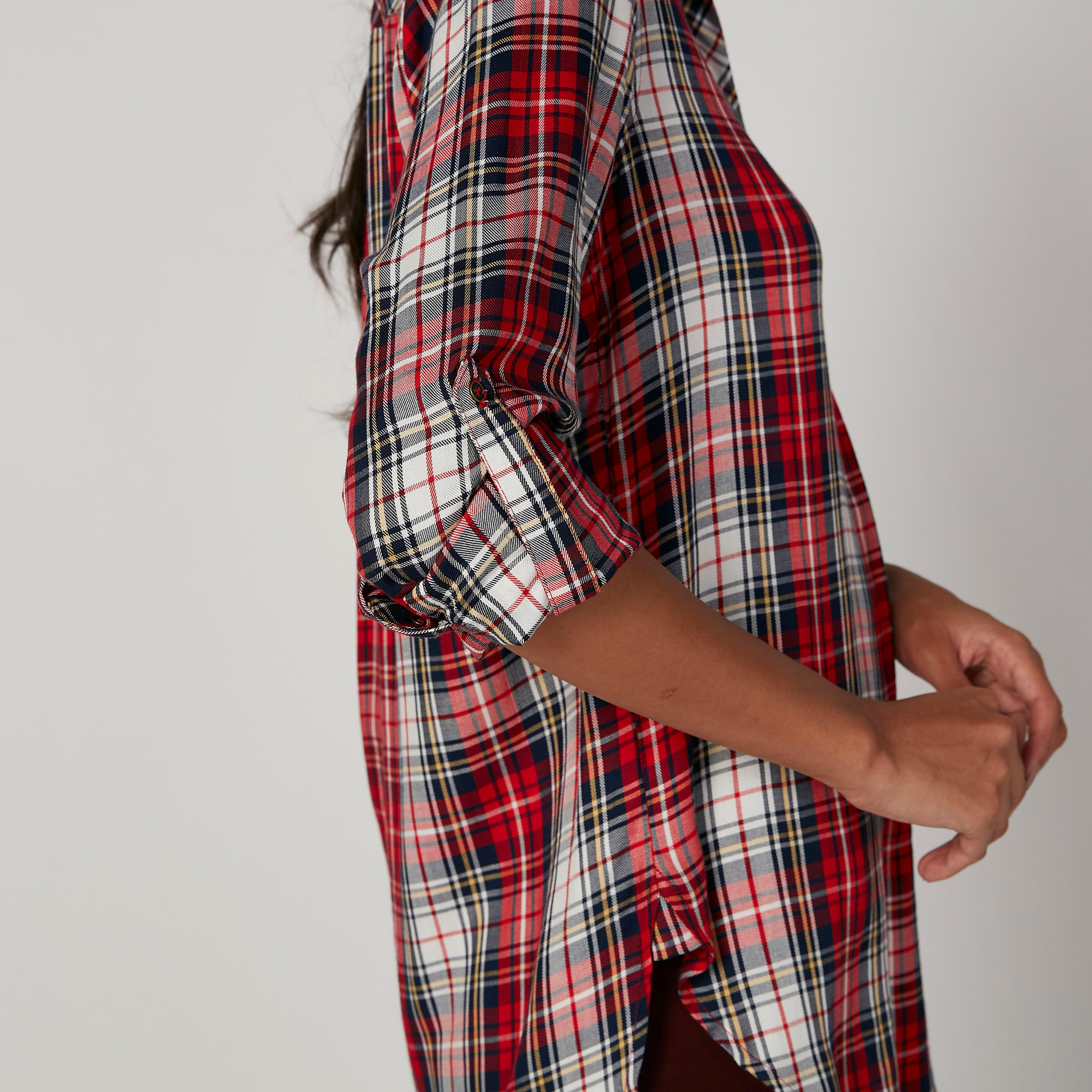 تونيك مستدام كاروهات بياقة عاديّة وأكمام طويلة-women-clothing-shirtsandblouses-blouses-image-5