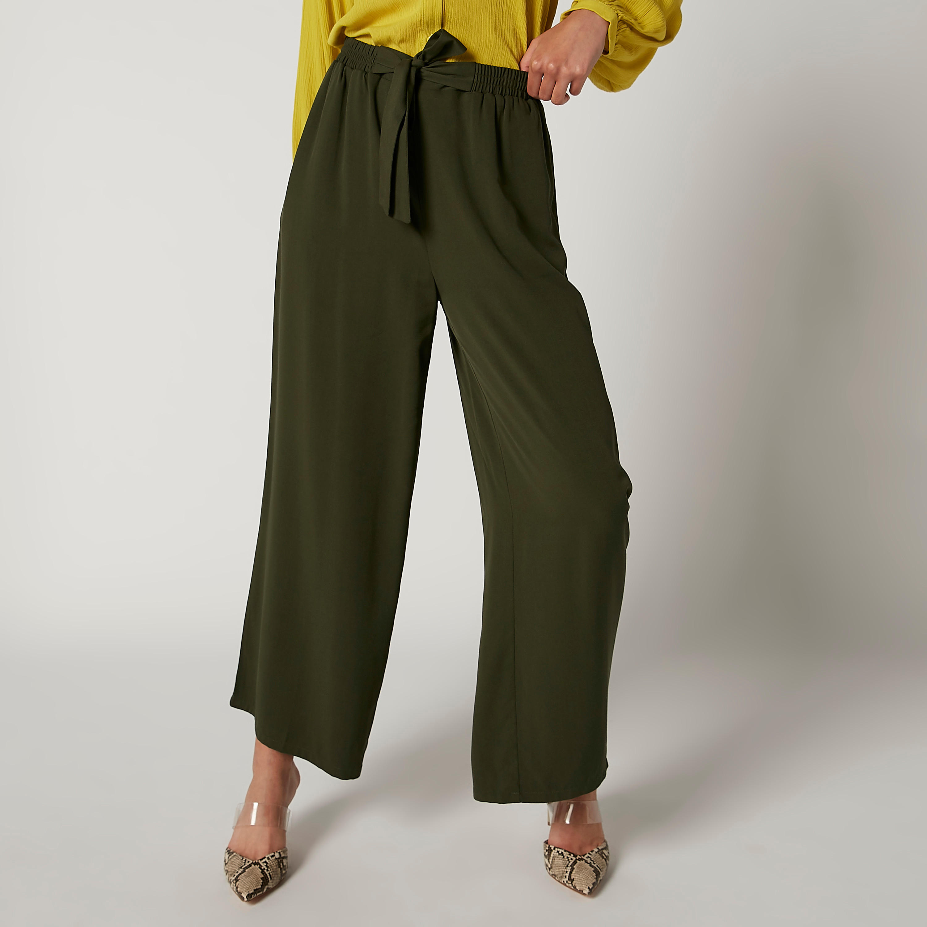 بنطلون بالازو مستدام سادة بجيوب -women-clothing-bottoms-trousers-image-1