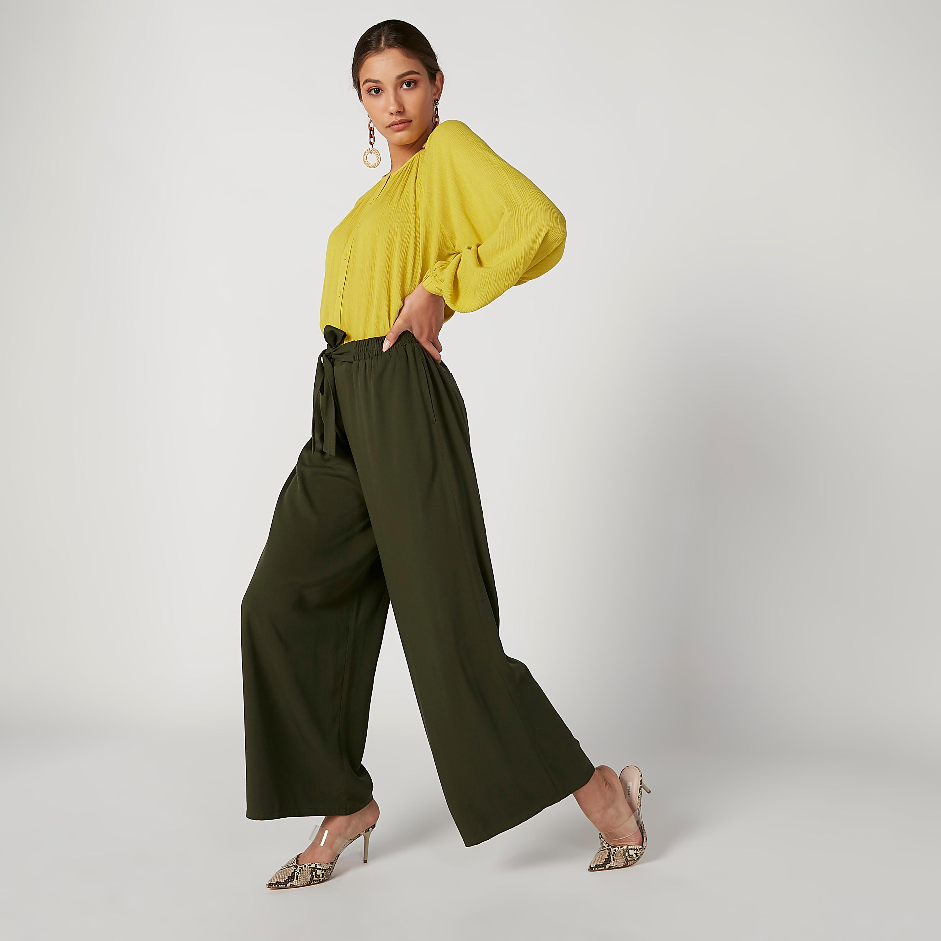 بنطلون بالازو مستدام سادة بجيوب -women-clothing-bottoms-trousers-image-3