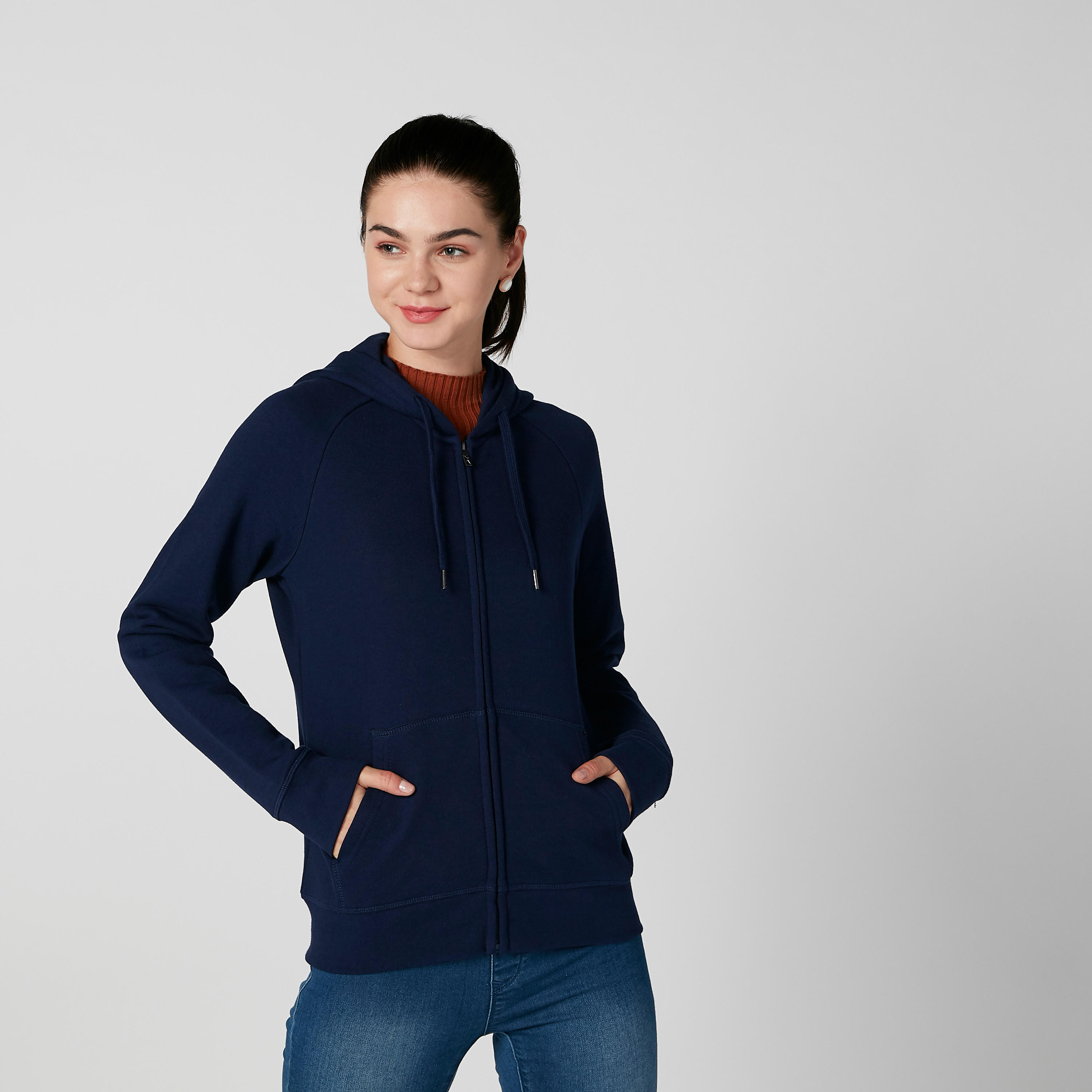 جاكيت مستدام سادة بقبّعة وأكمام طويلة -women-winterwear-coatsandjackets-jackets-image-1
